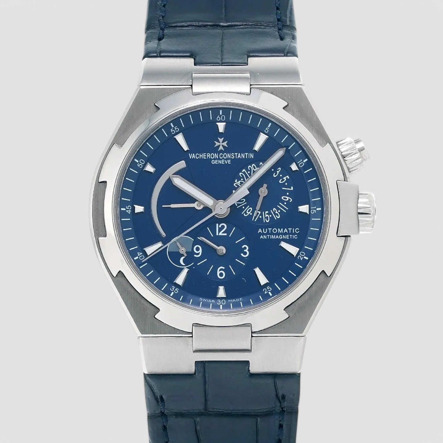 Overseas 47450 Dual Time SS Blue Dial