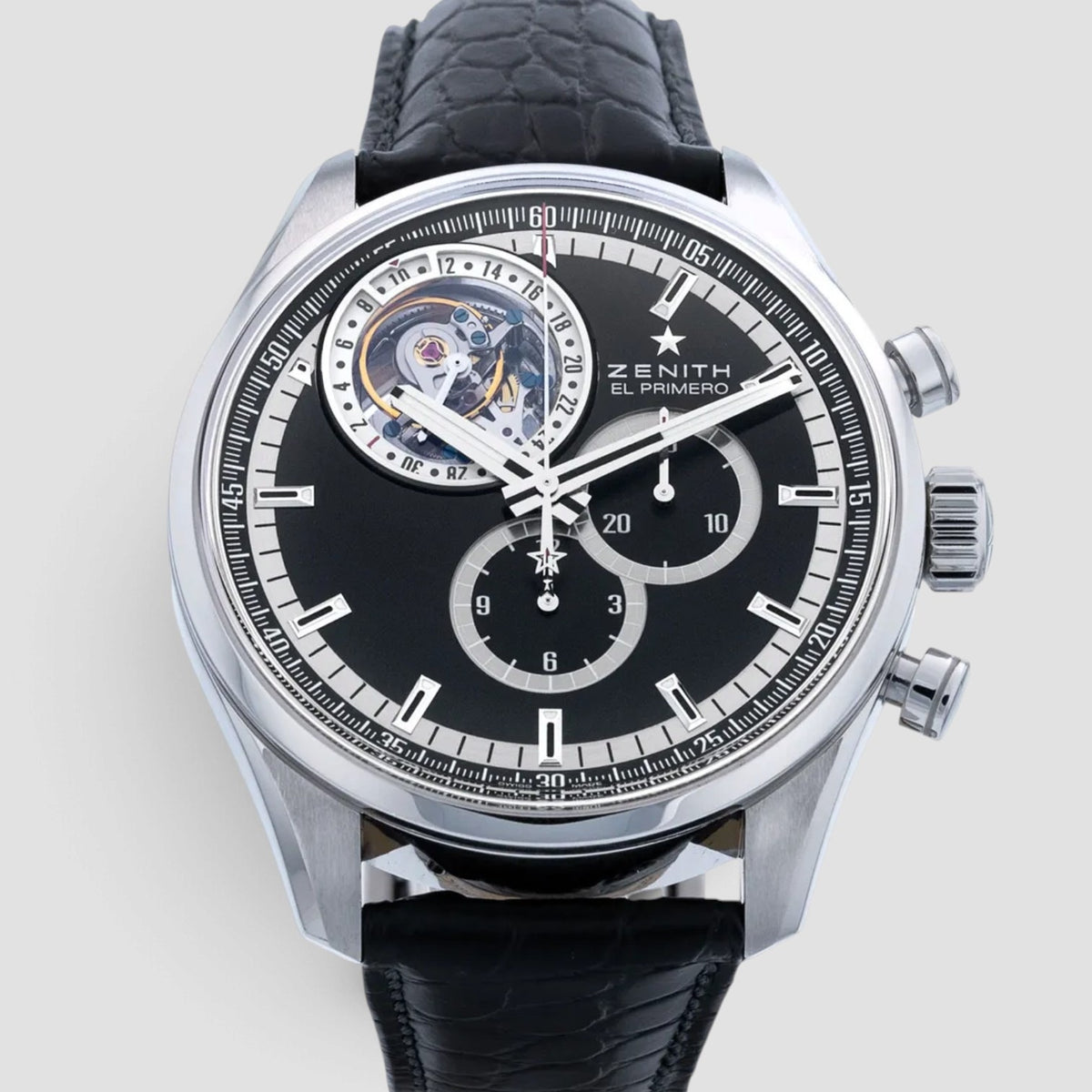 El Primero Chronograph Tourbillon Stainless Steel Black Dial