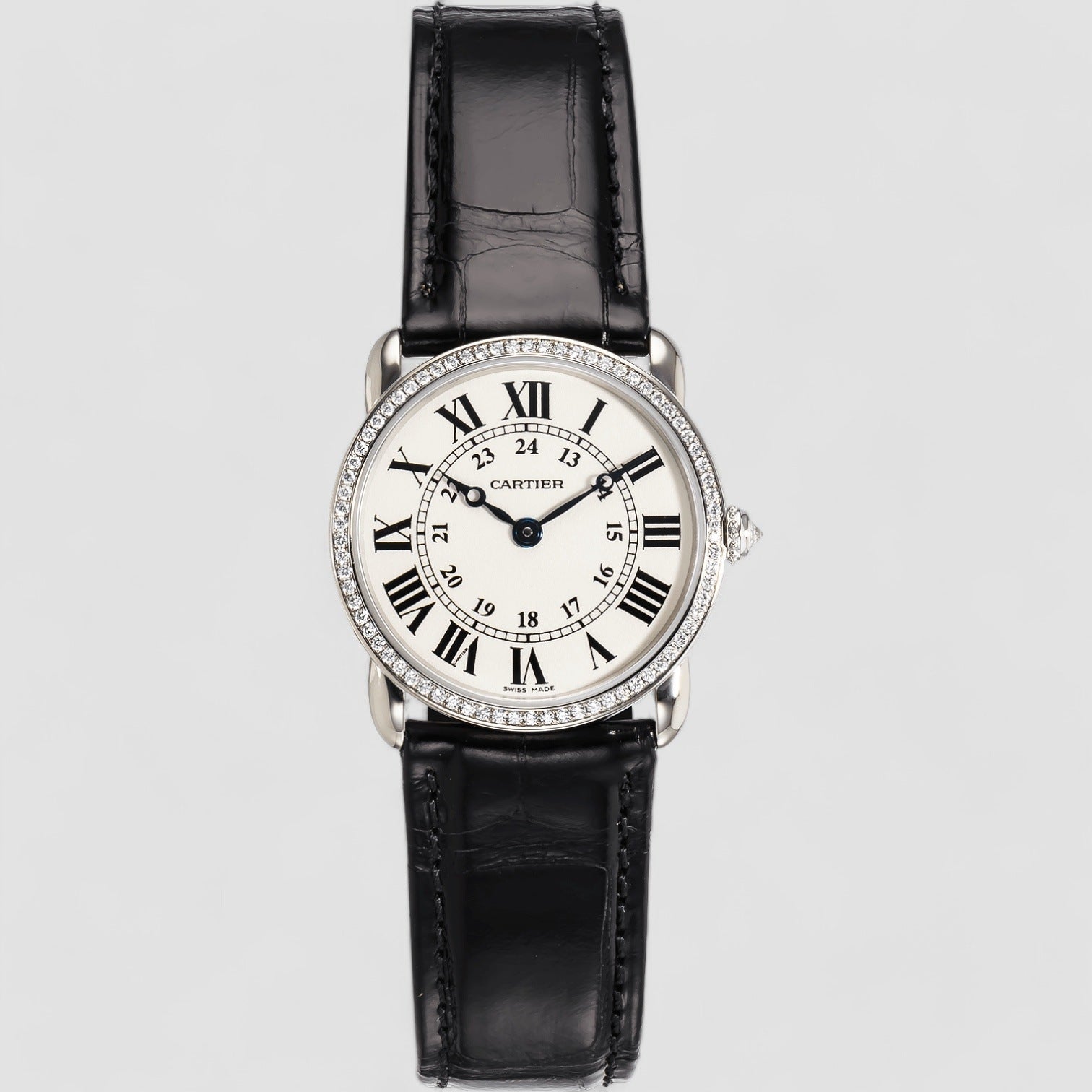 RONDE LOUIS CARTIER WHITE GOLD QUARTZ