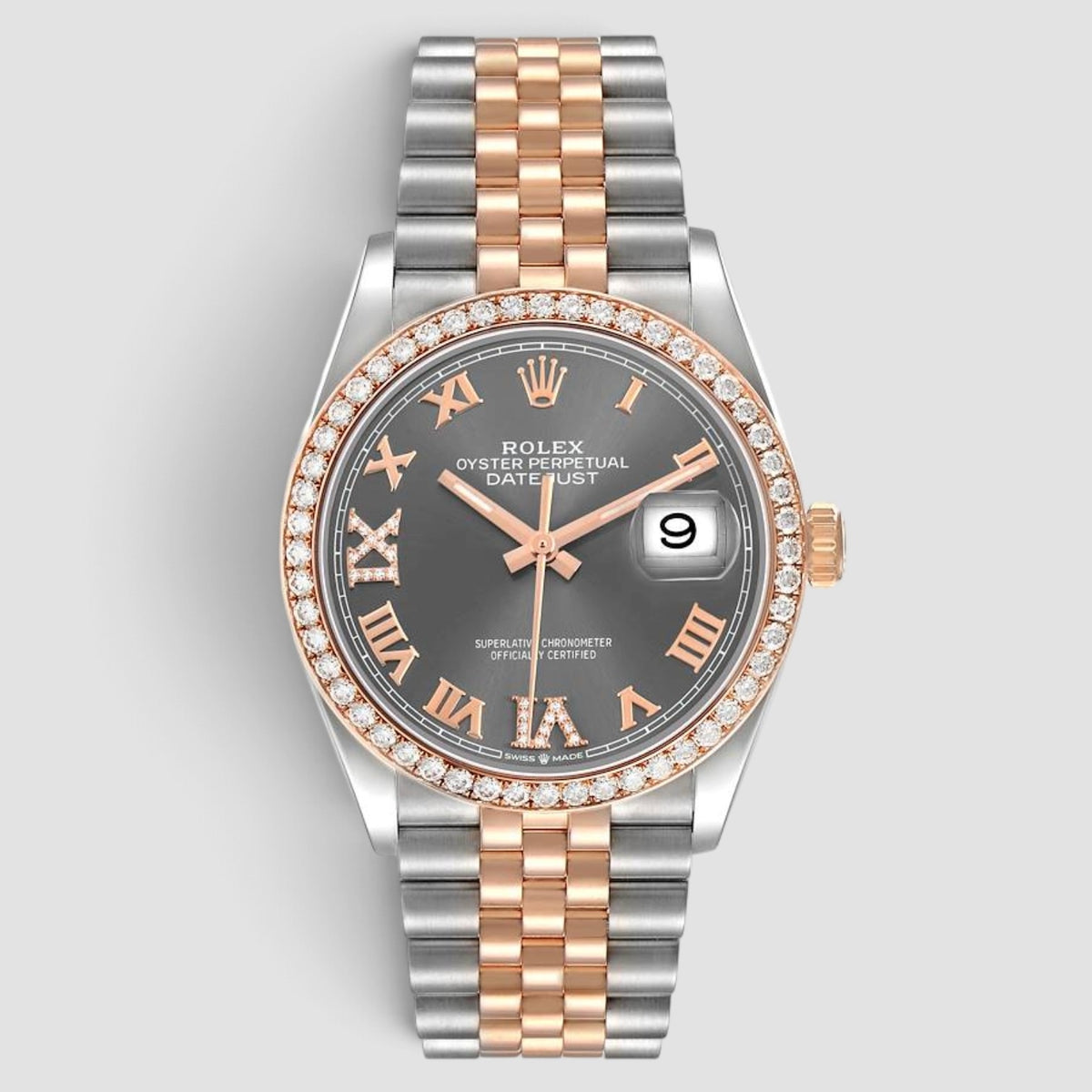 Datejust 36 Grey Roman Numeral Diamond Dial Jubilee
