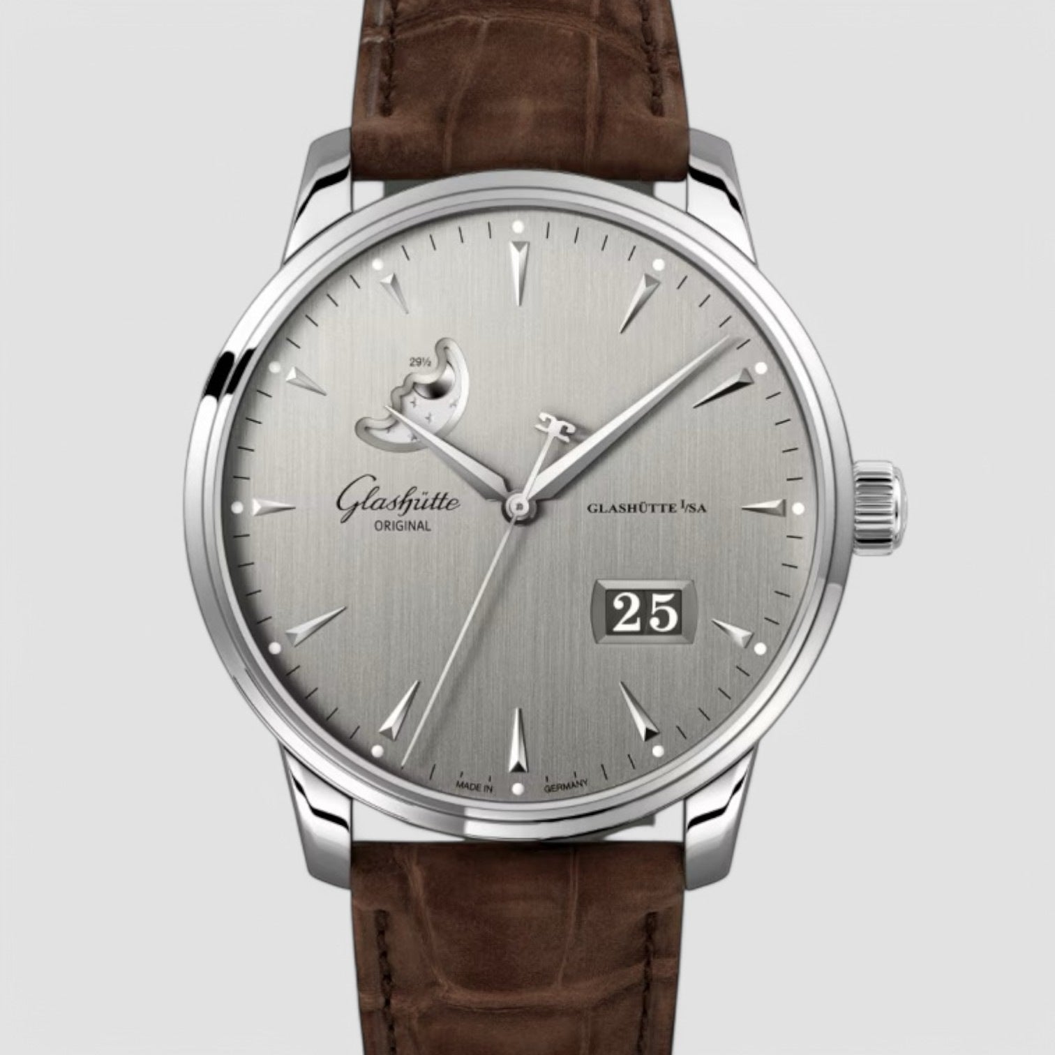 Senator Excellence Panorama Date Moonphase Automatic Silver Dial Men's Watch