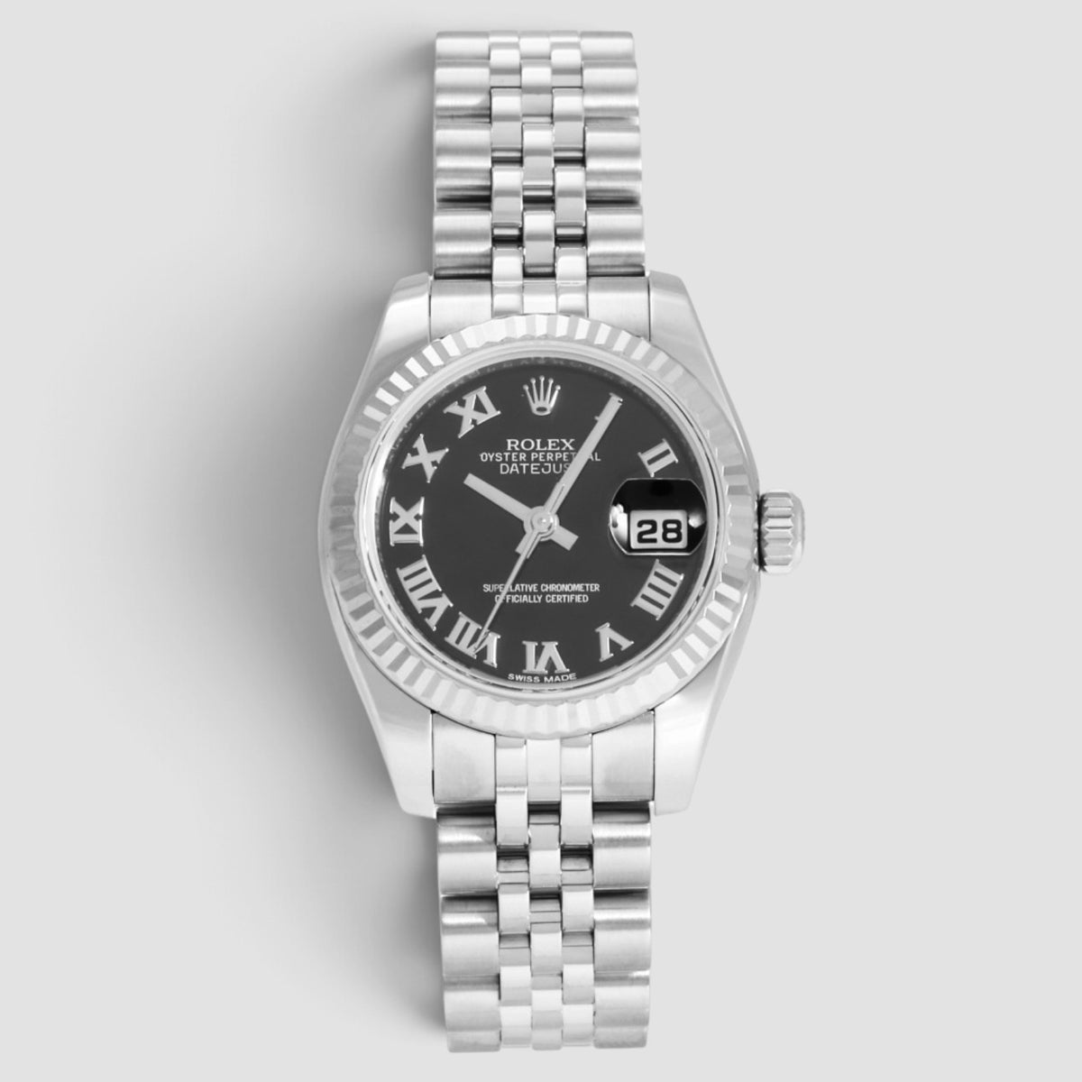 Lady-Datejust Black Roman Numeral Dial Jubilee