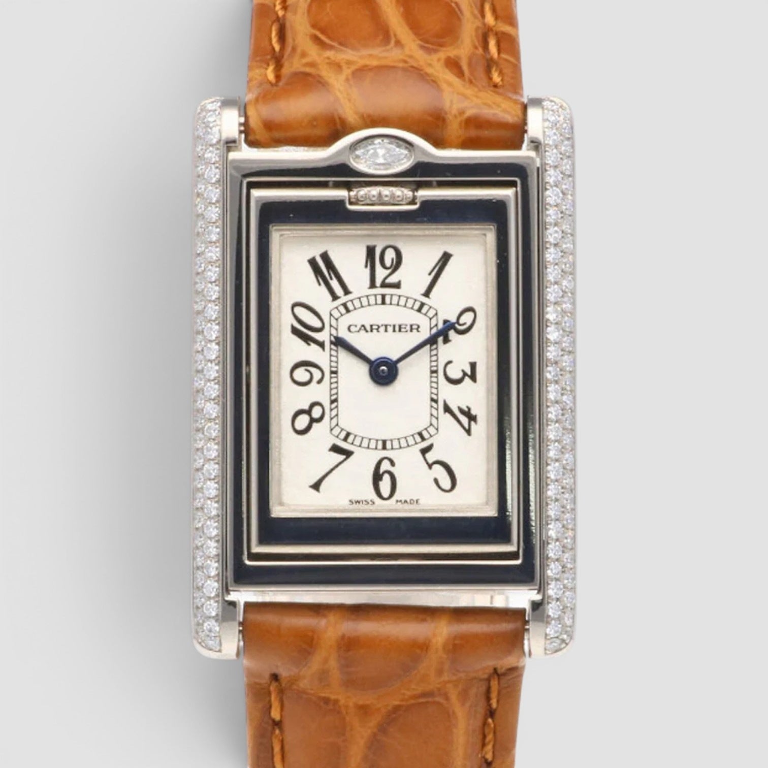 Basculante Reversible Case Diamond Bezel and Case 18k White G