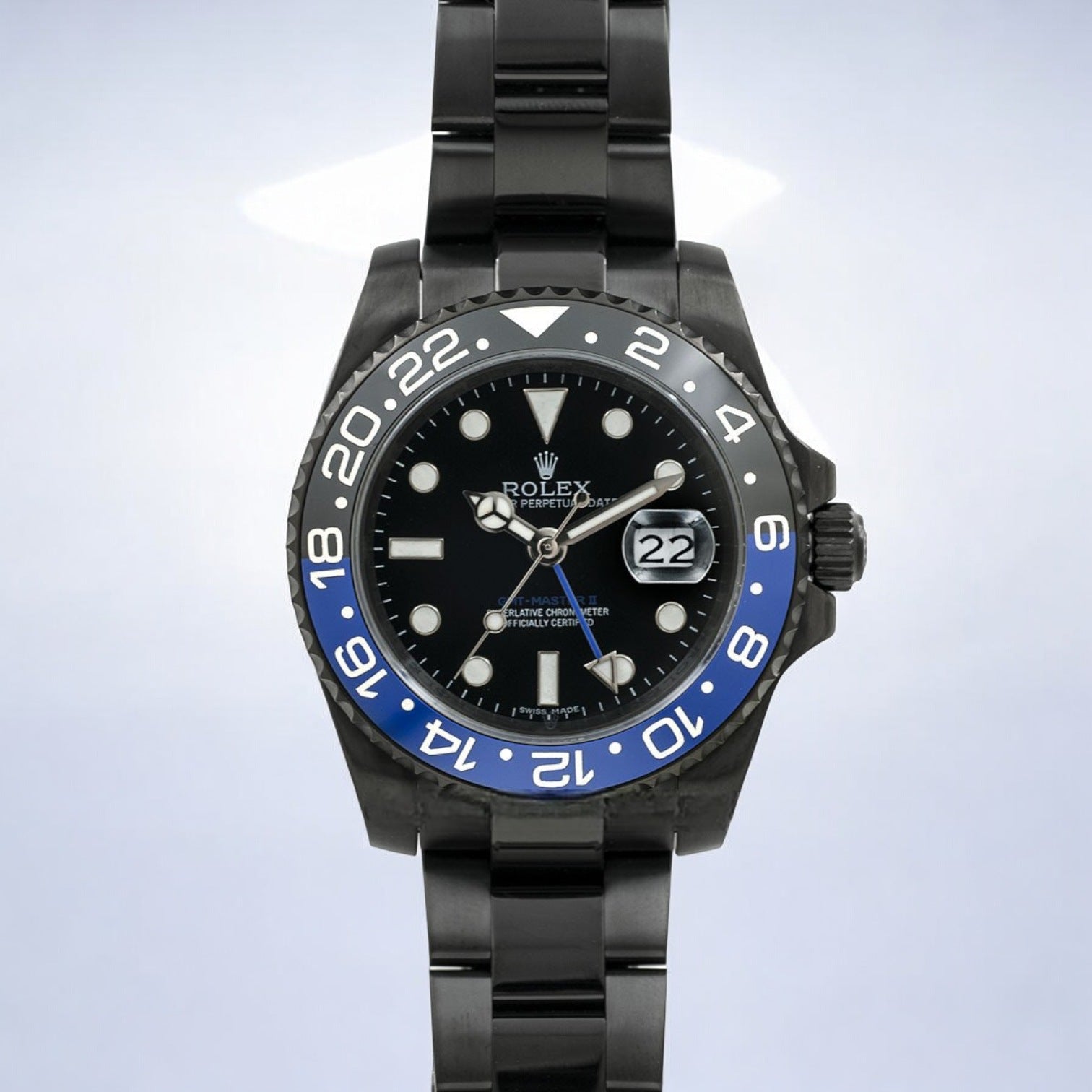 GMT-Master II "Batman" Black PVD/DLC Coated Steel Watch Custom Black out