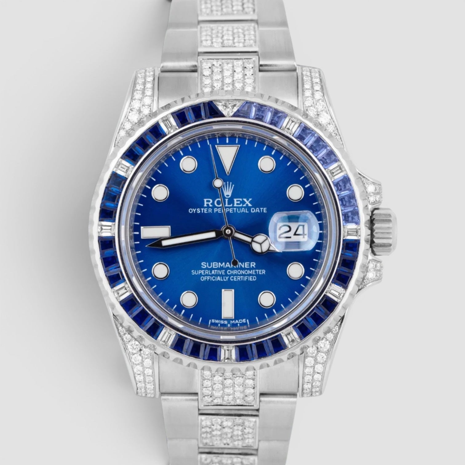 Submariner Date Custom Blue Dial DIAMOND SAPPHIRE - Iced Out