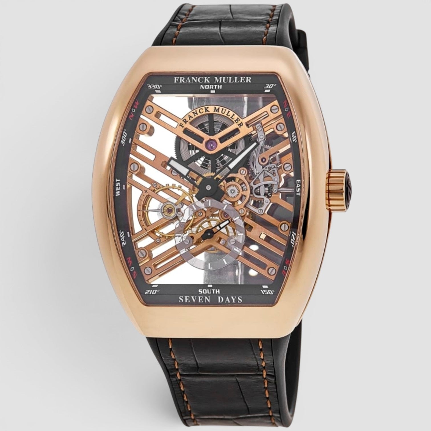 Vanguard 7 Day Power Reserve Skeleton 18kt Rose Gold Men's Watch