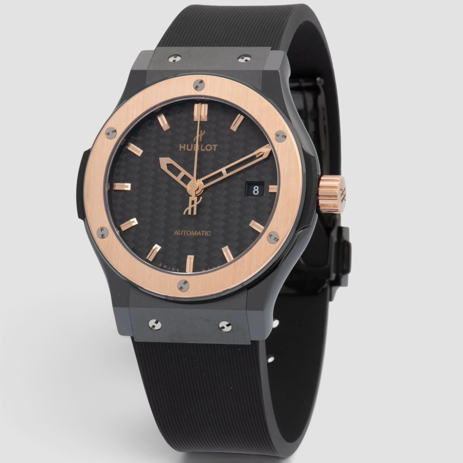 Classic Fusion 42mm Black Ceramic & 18K Rose Gold Black Dial