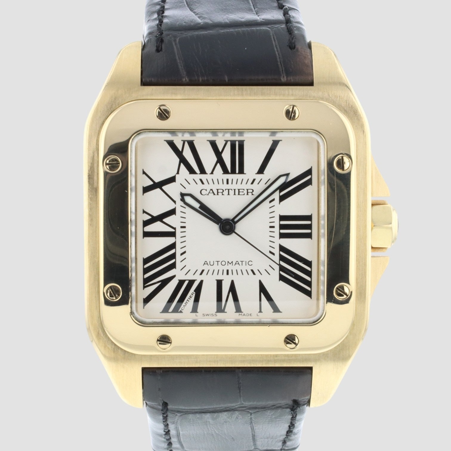 Santos 100 18K Yellow Gold Men's Watch