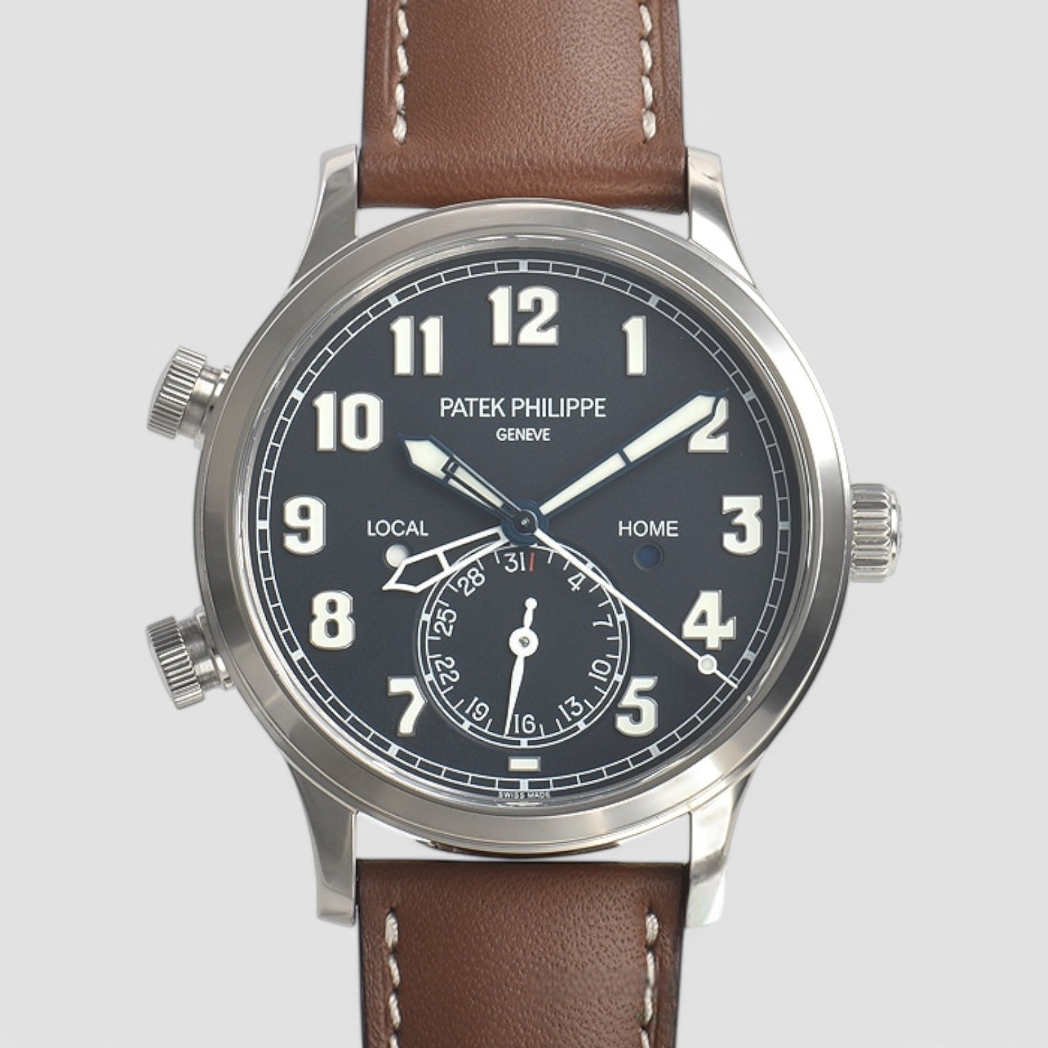 Calatrava 5524G Pilot Travel Time 18k White Gold