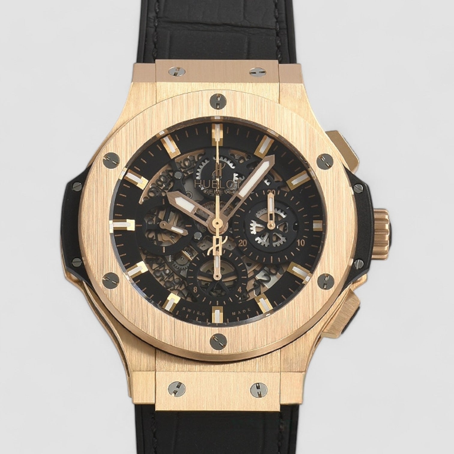 Big Bang Aero Bang Skeleton Index Rose Gold & Leather 44mm