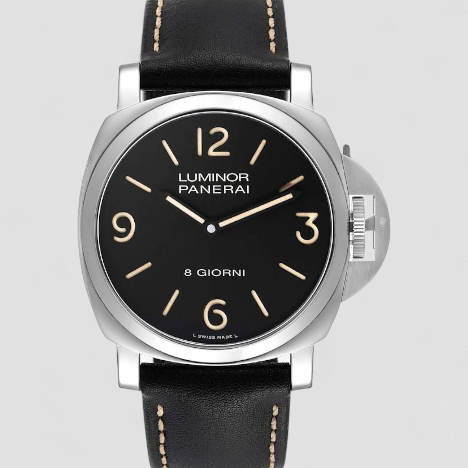 Luminor 8 Giorni Black Dial Steel Mens Watch