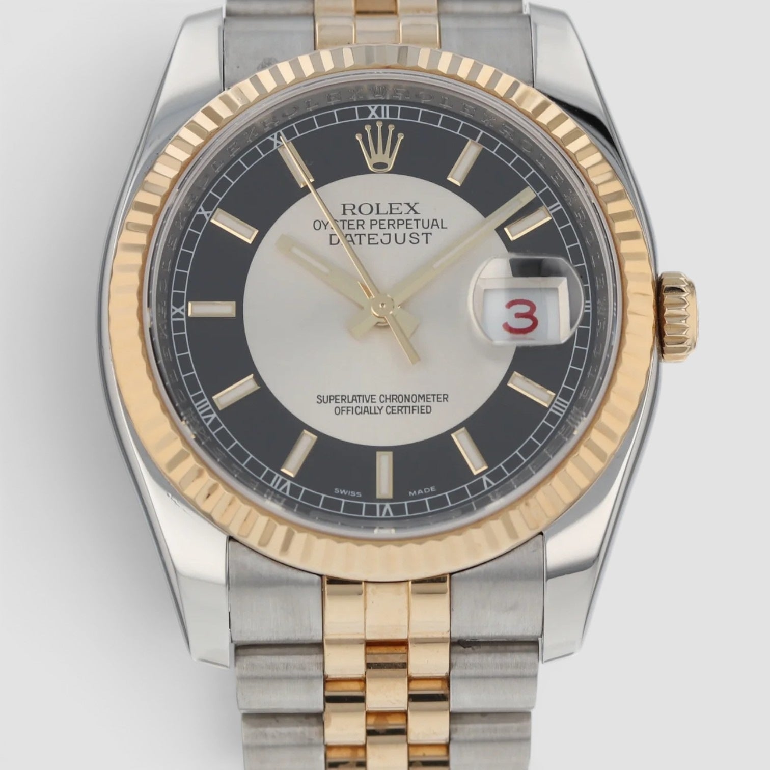 Datejust 36 Jubilee Stainless Steel & Yellow Gold Watch Tuxedo Index Dial
