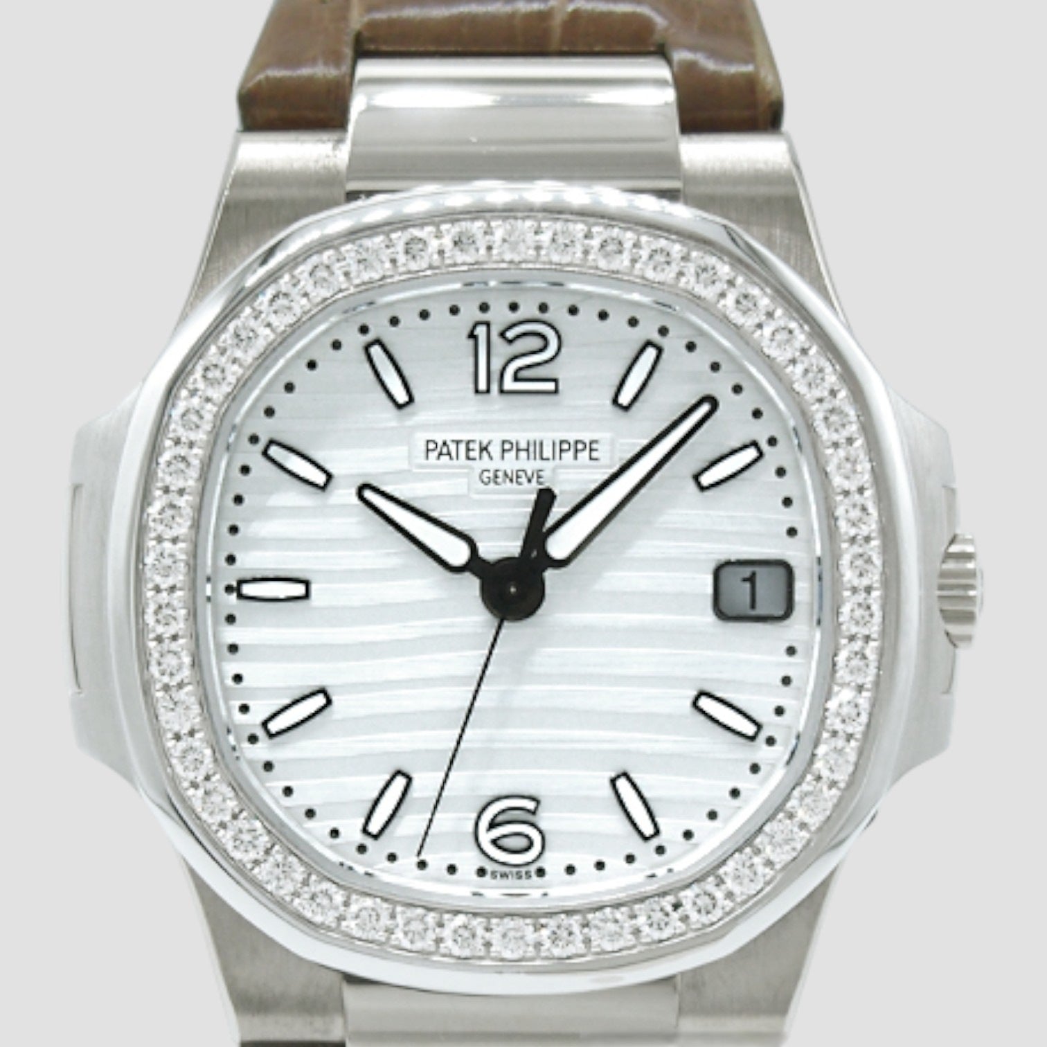 Nautilus Ladies White Gold Silver Dial 32mm