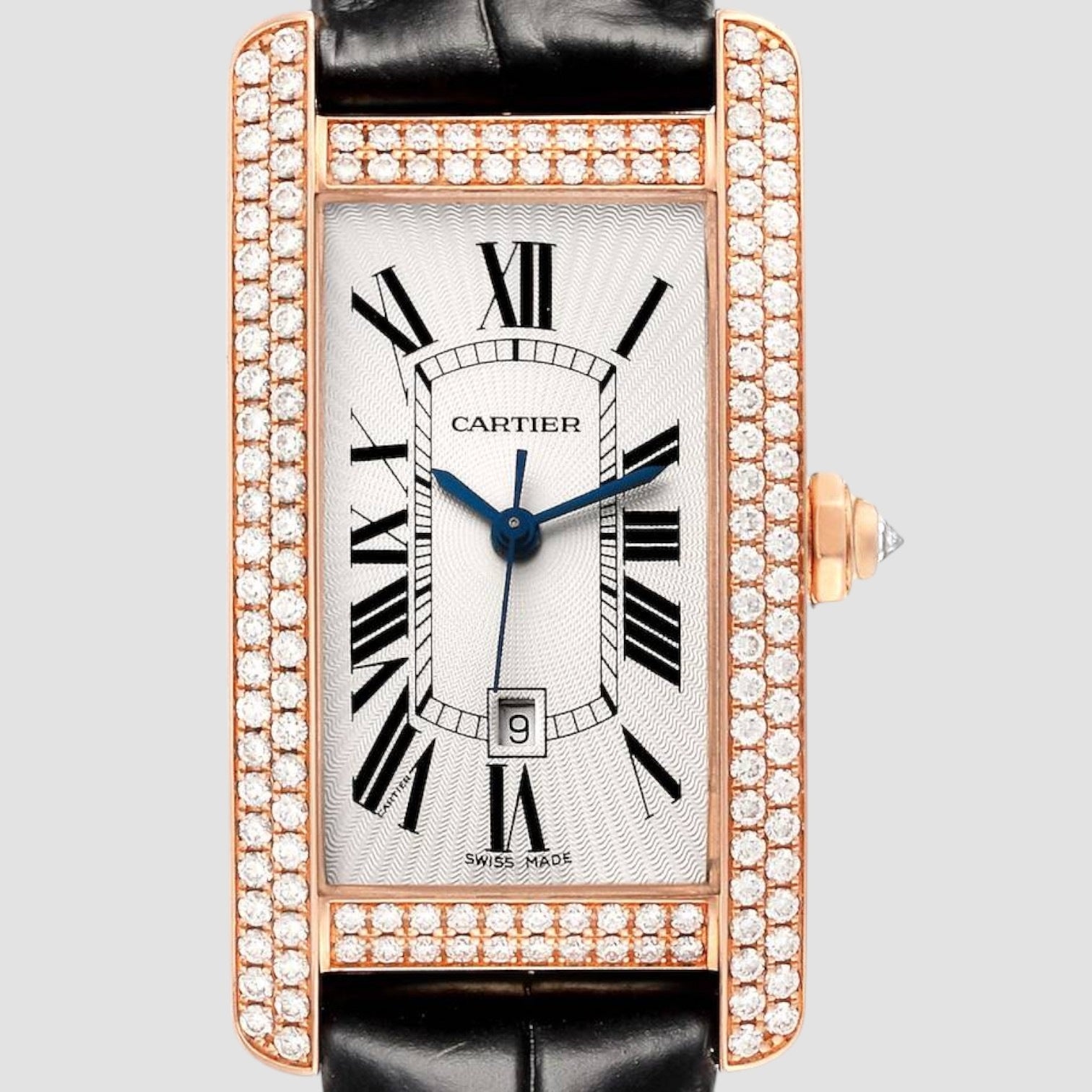 Cartier Tank Americaine Midsize Rose Gold Diamond Ladies Watch