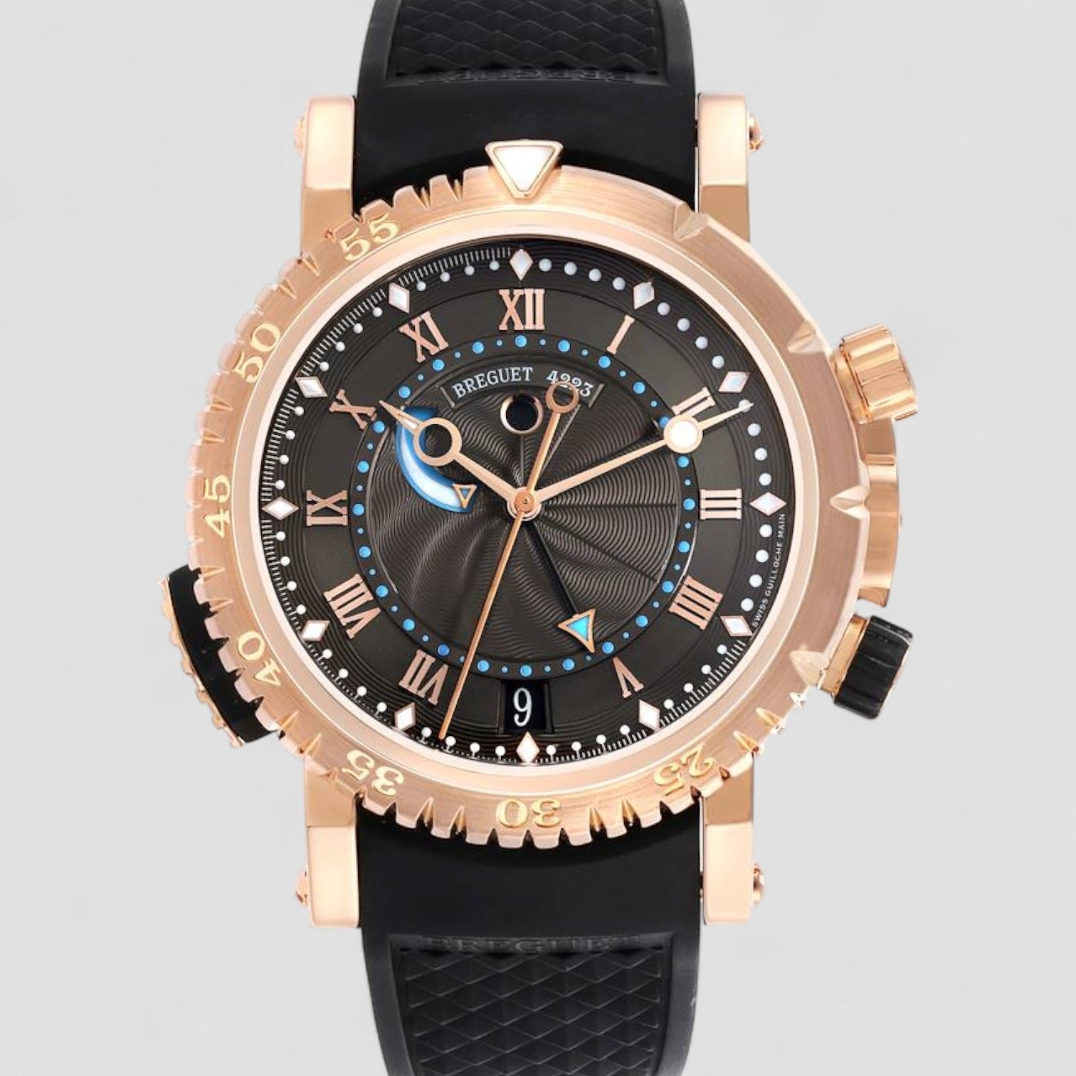 Marine Royale Rose Gold Leather Strap Mens Watch