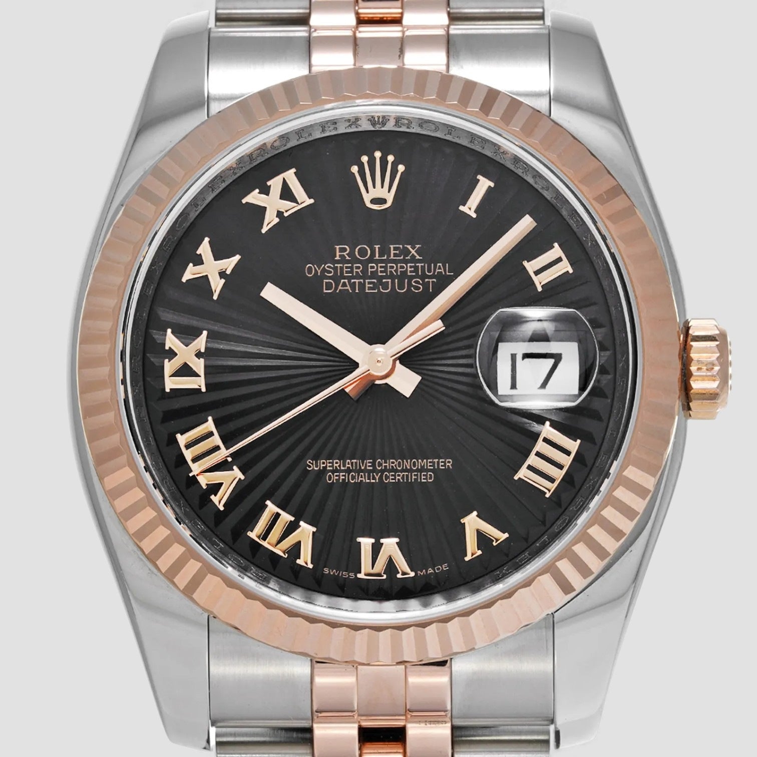 Datejust 18k Everose & Steel Black-dial