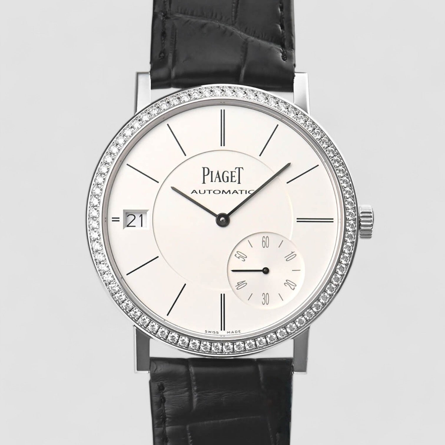 Altiplano Silvered Dial 18K White Gold Diamond Automatic Men's Wach