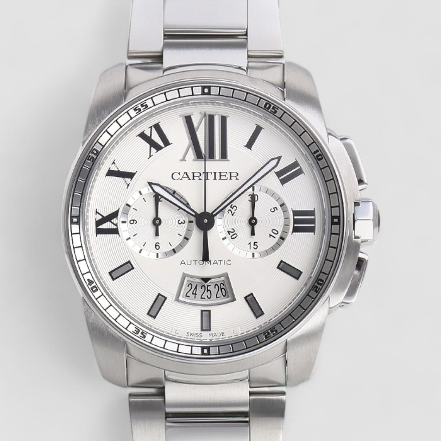 Calibre de Cartier Chronograph Silver Dial SS