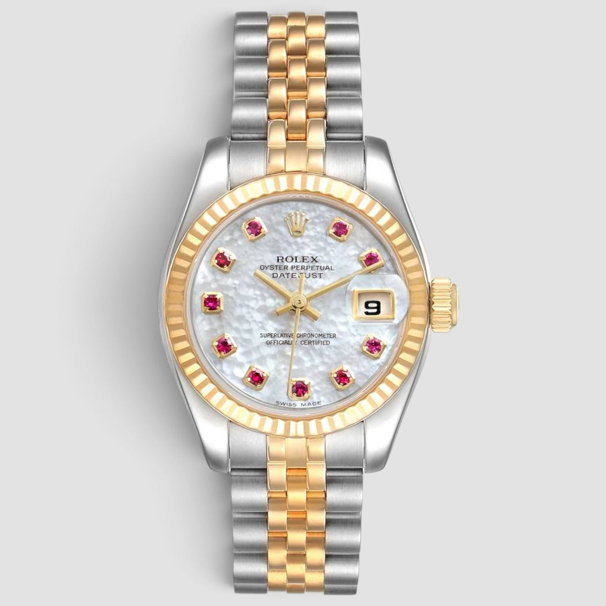 Lady-Datejust 26 Mother-of-Pearl Ruby Dial Jubilee