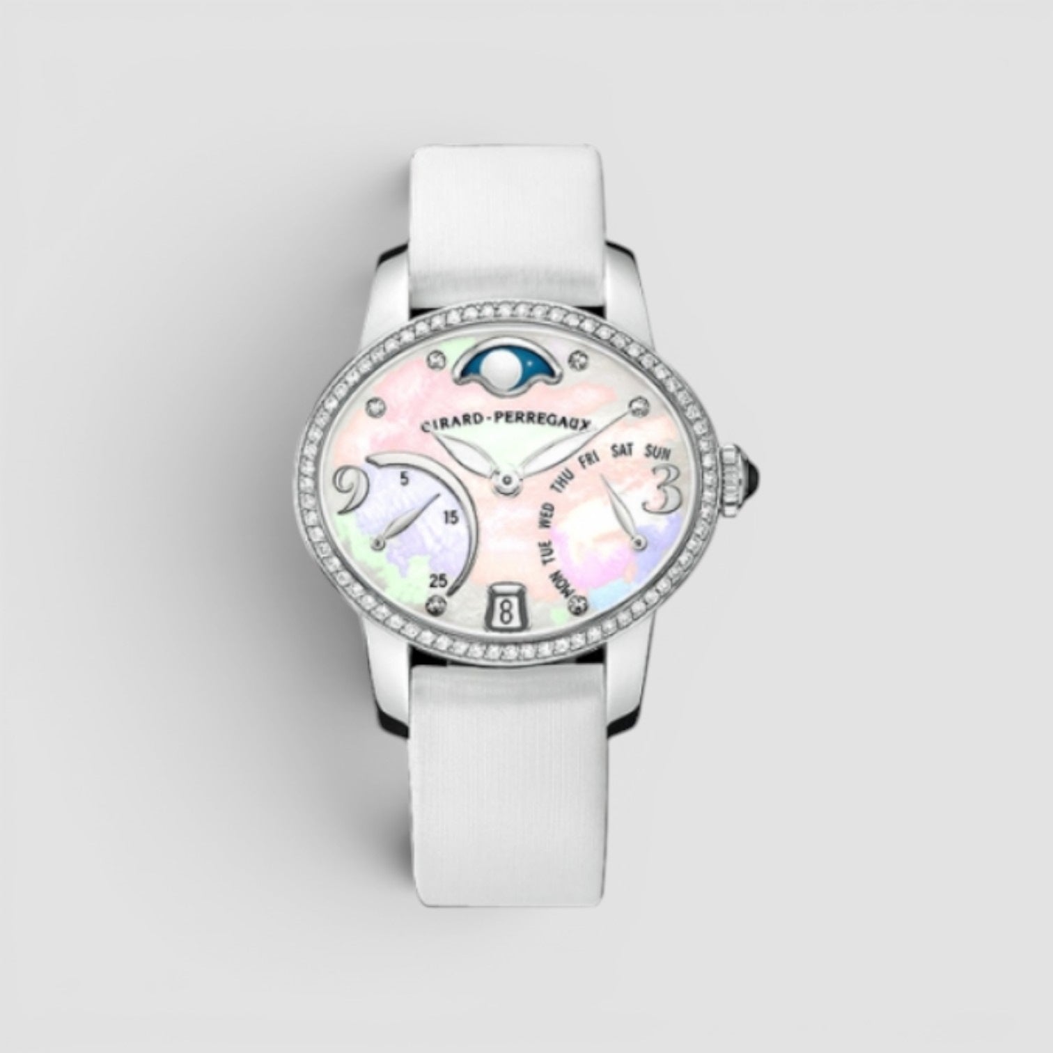 Cat’s Eye Power Reserve Ladies Watch 18K White Gold Diamond Mother-of-Pearl Dial