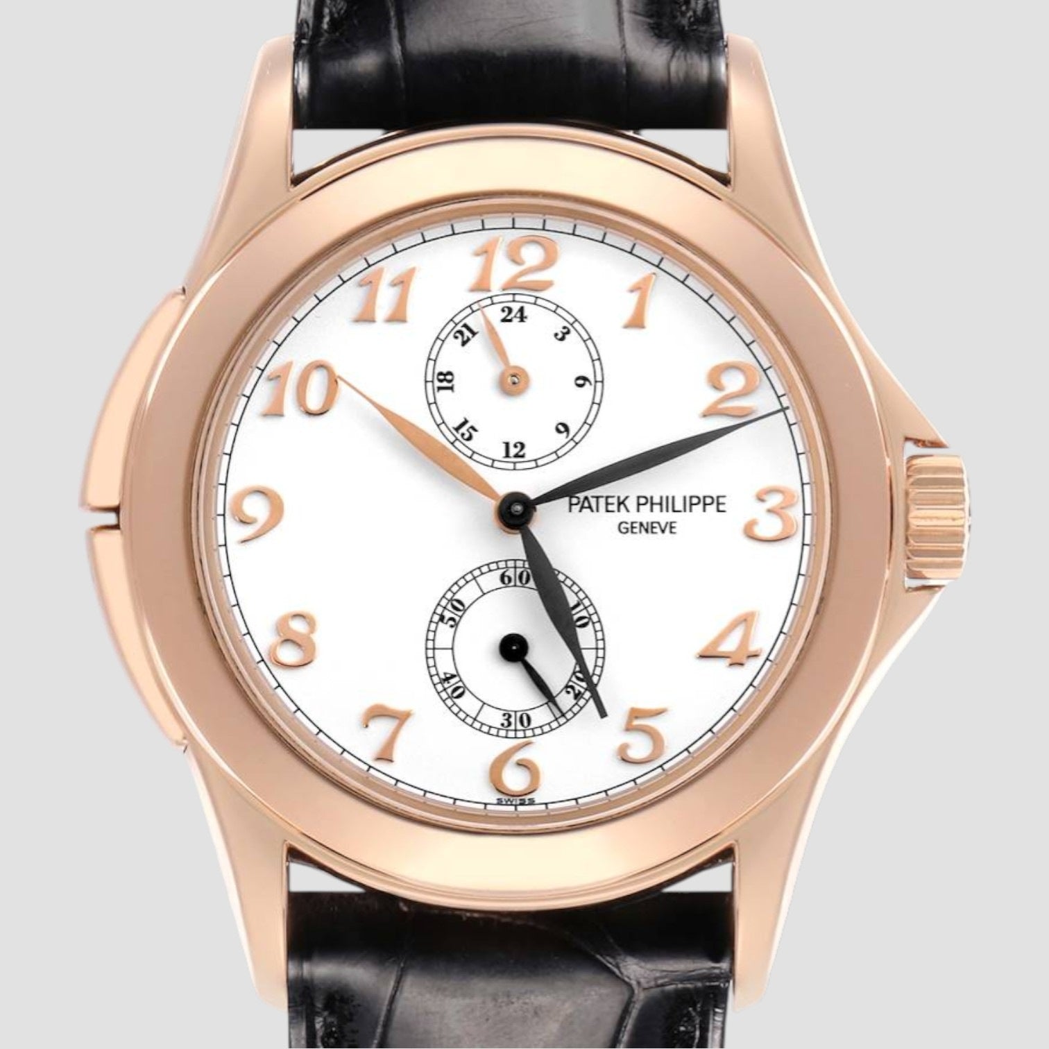 Calatrava Travel Time Rose Gold Mens Watch