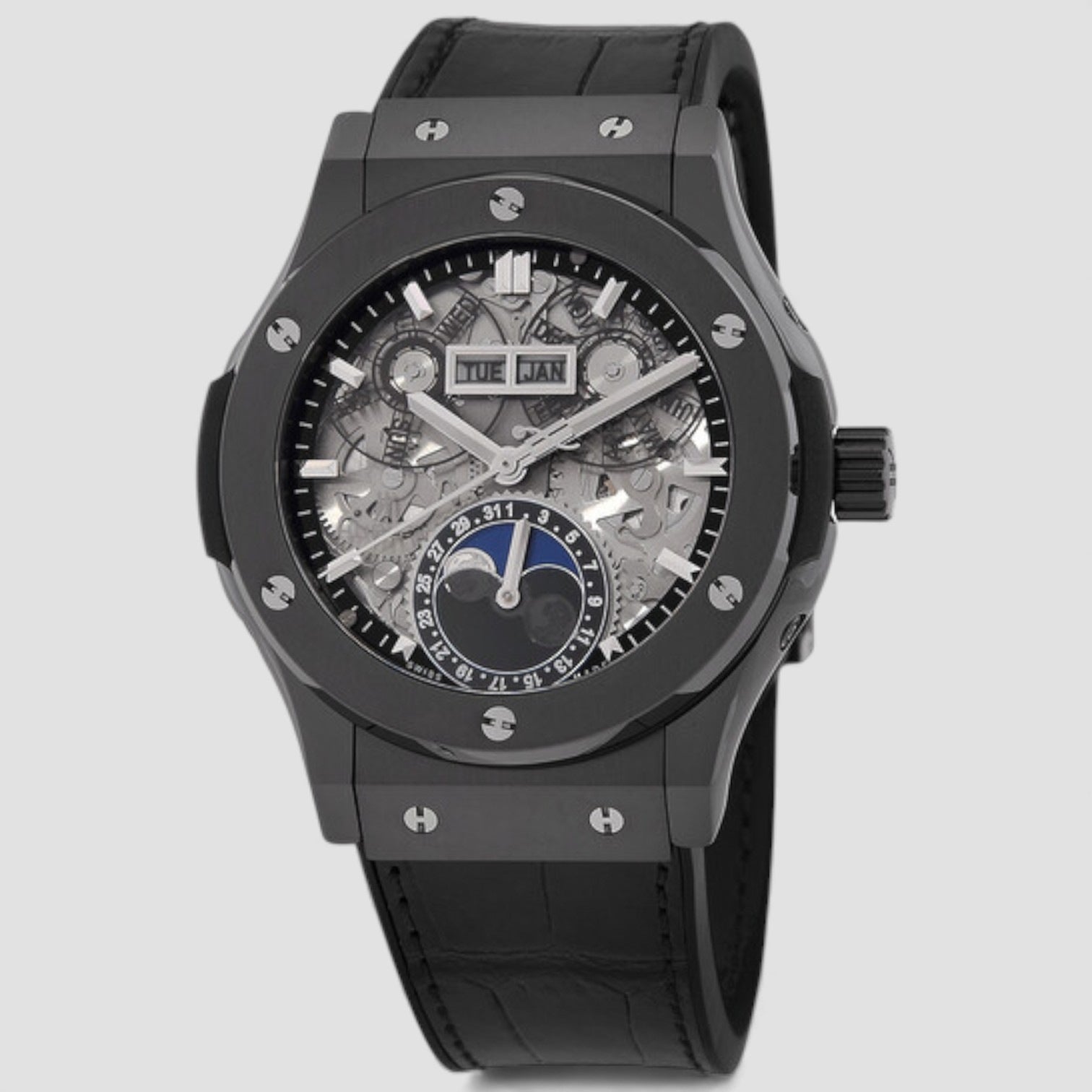 Classic Fusion Aerofusion Moonphase Black Magic Automatic Silver Dial Men's Watch