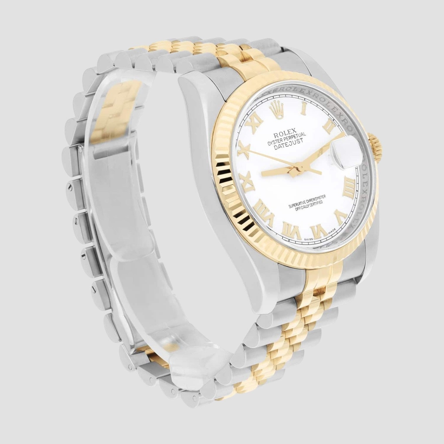 Datejust 36 Gold & Steel White Roman Dial Jubilee Watch