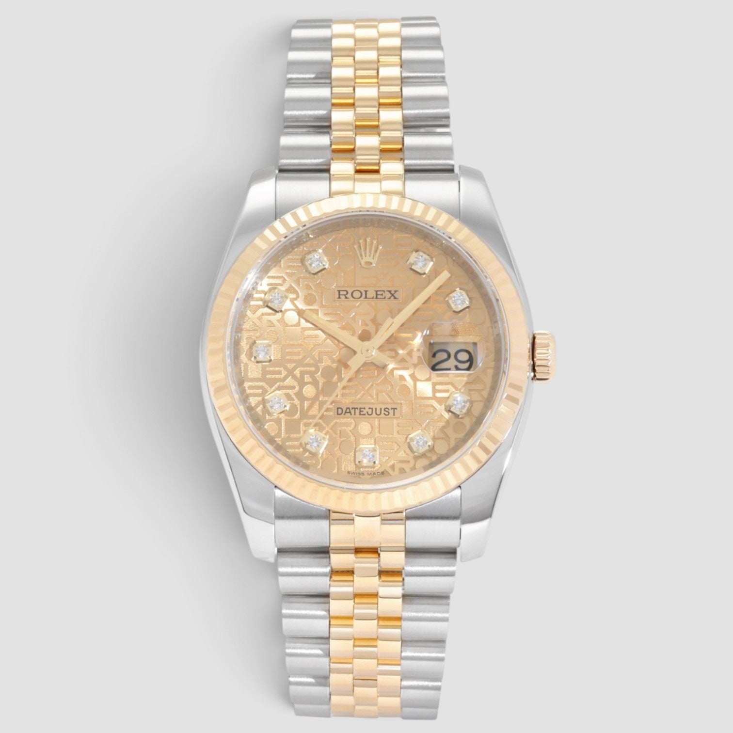 Datejust 36mm Stainless Steel & 18K Yellow Gold Champagne Diamond Dial