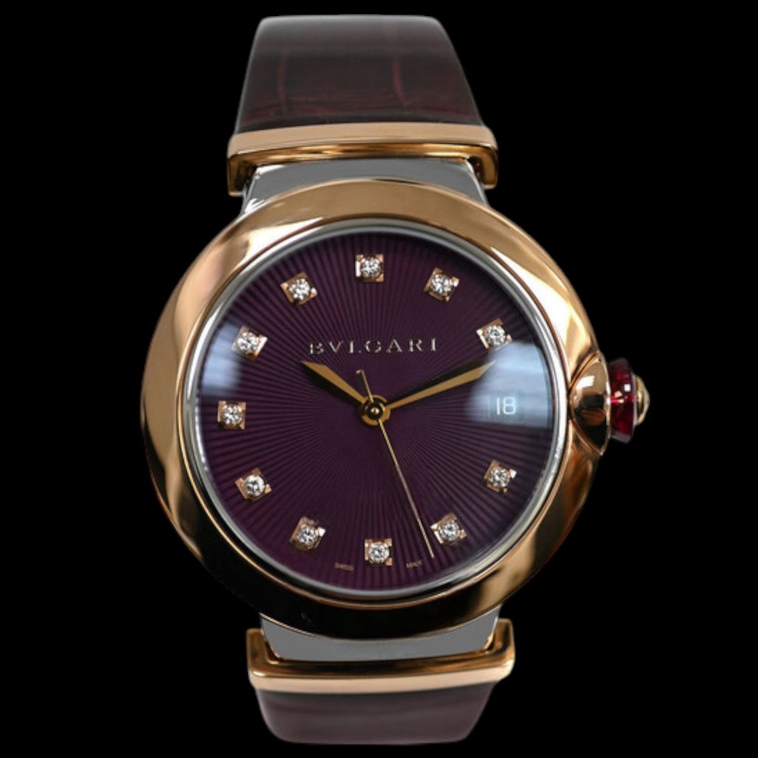 Lvcea Automatic Diamond Purple Dial Ladies Watch