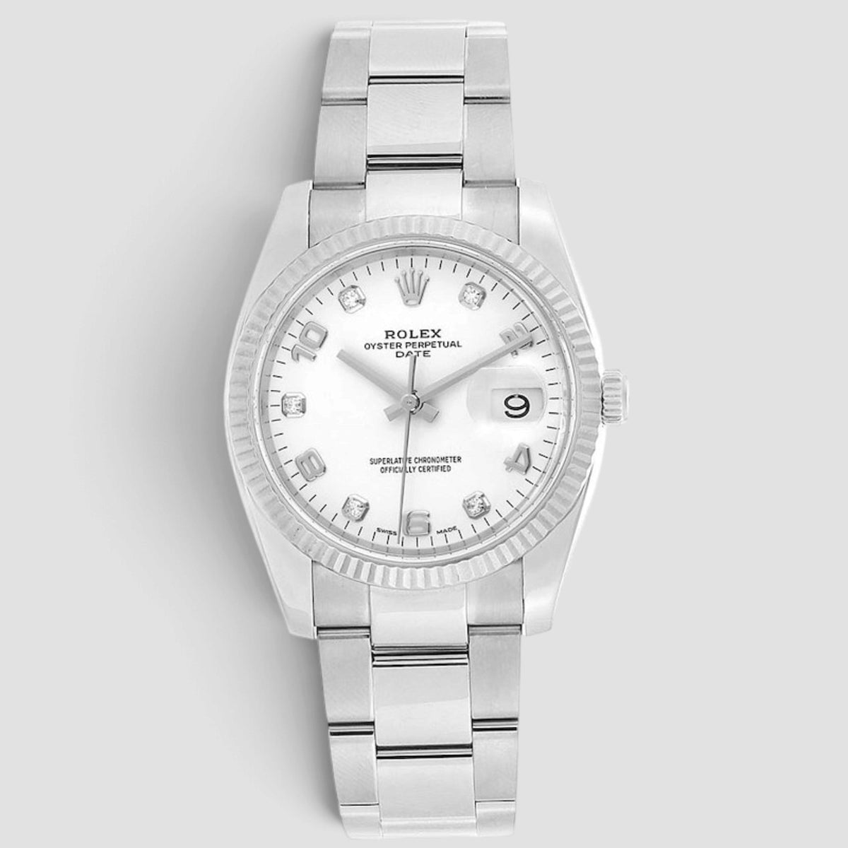 Oyster Perpetual Date 34 White Diamond Dial