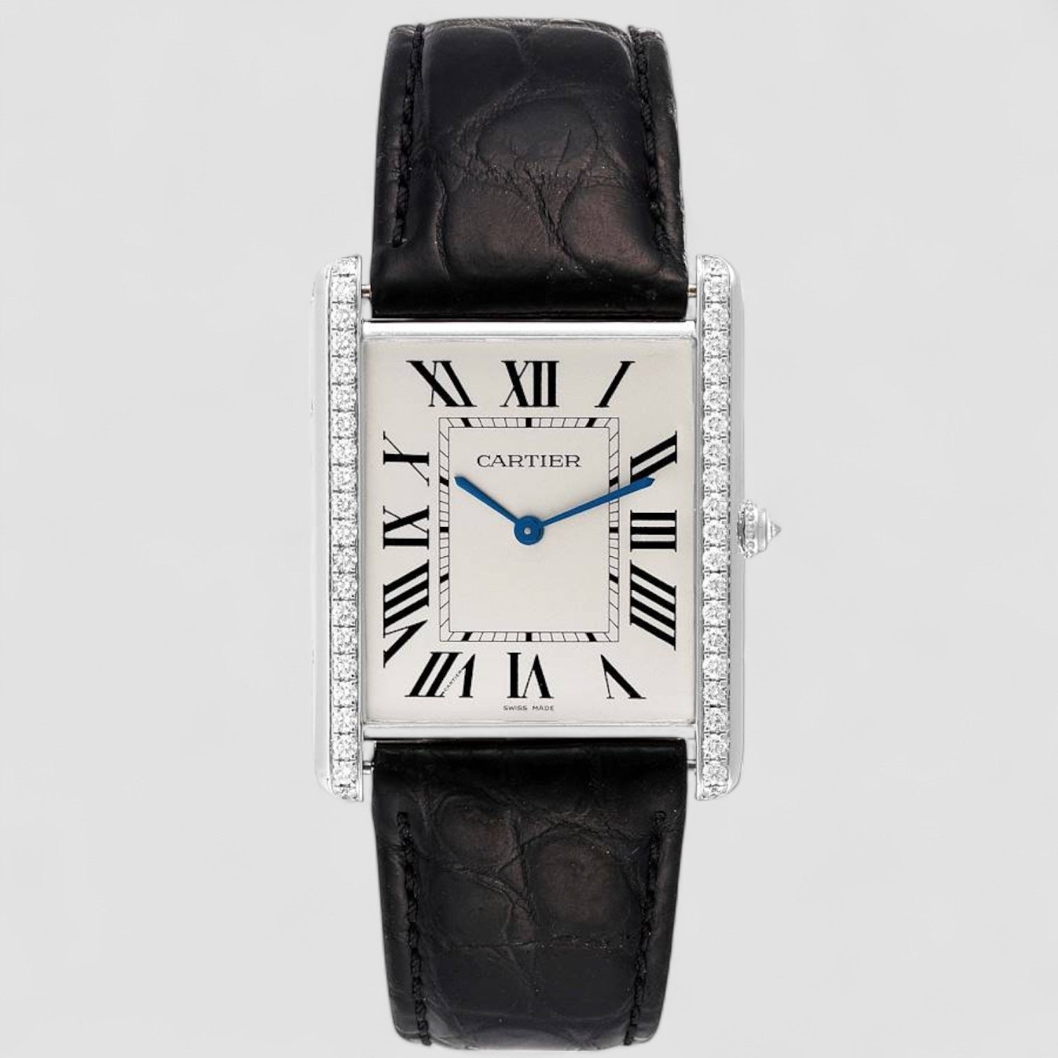 Tank Louis XL 18k White Gold Diamond Mens Watch