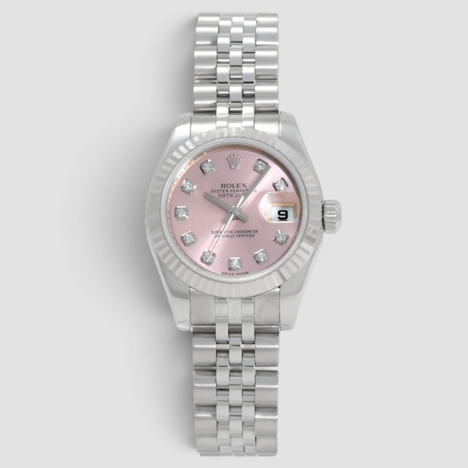 Lady-Datejust 26mm Steel & White Gold Pink Diamond Dial