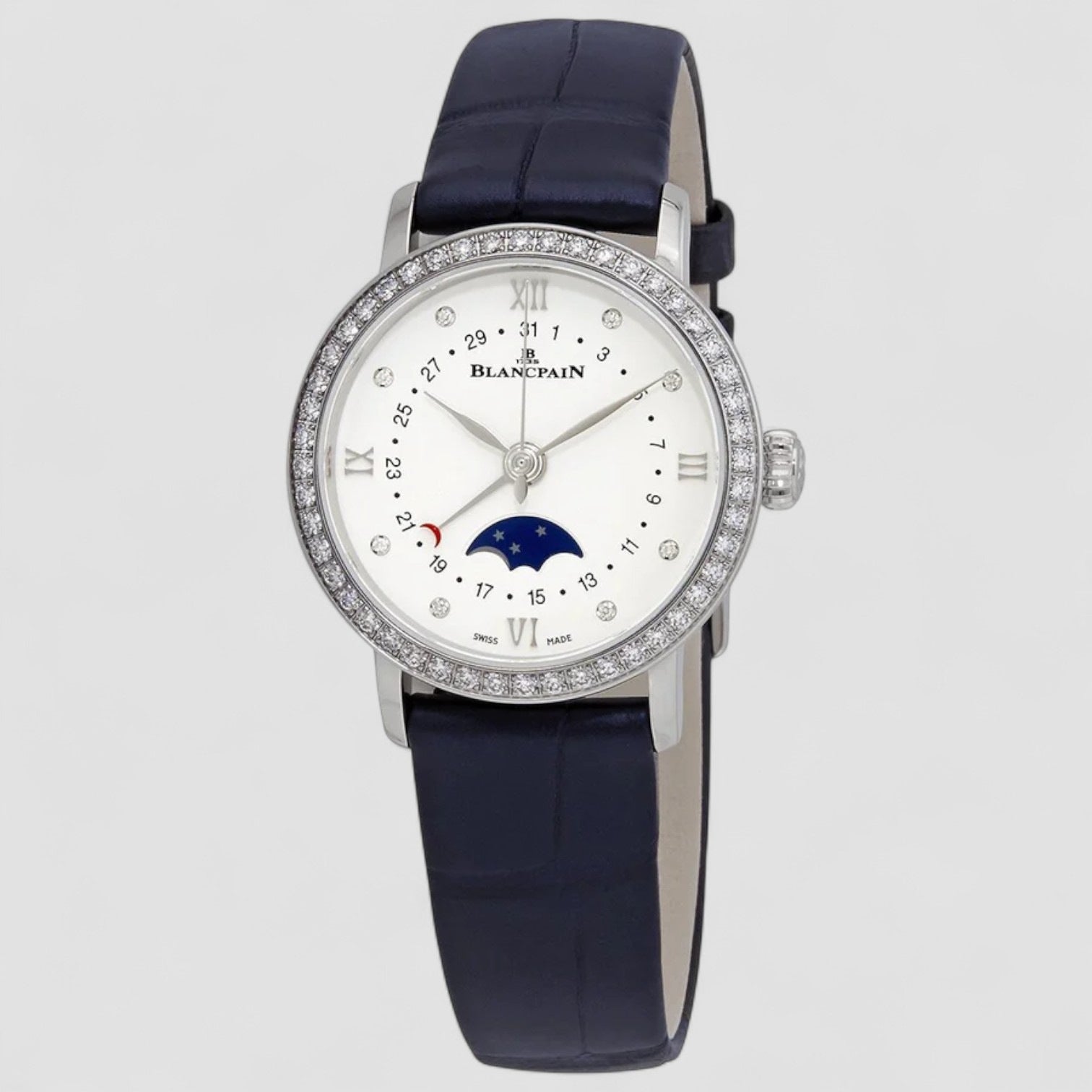 Villeret Quantieme Phases de Lune Automatic Diamond Ladies Watch