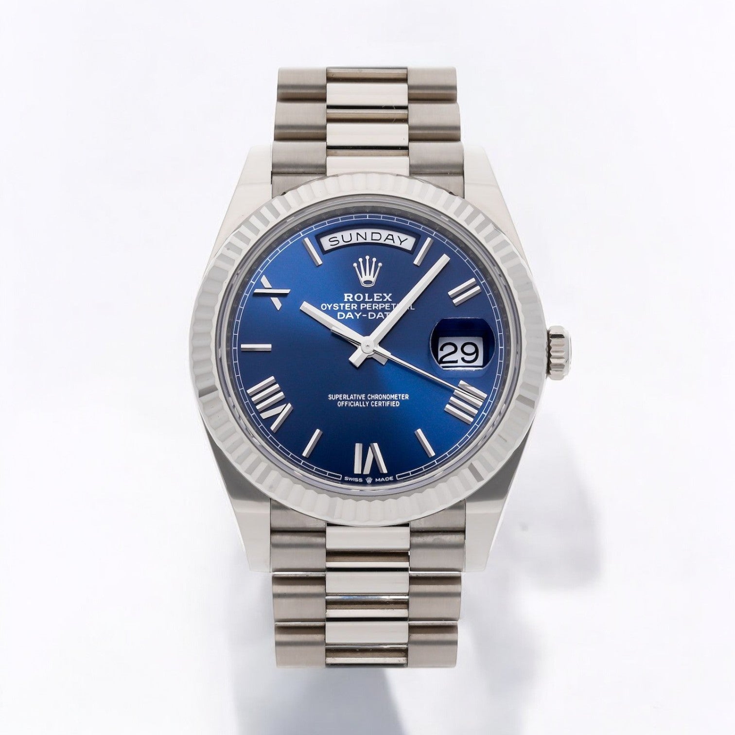 Day Date President 18K White Gold Blue Dial 40MM