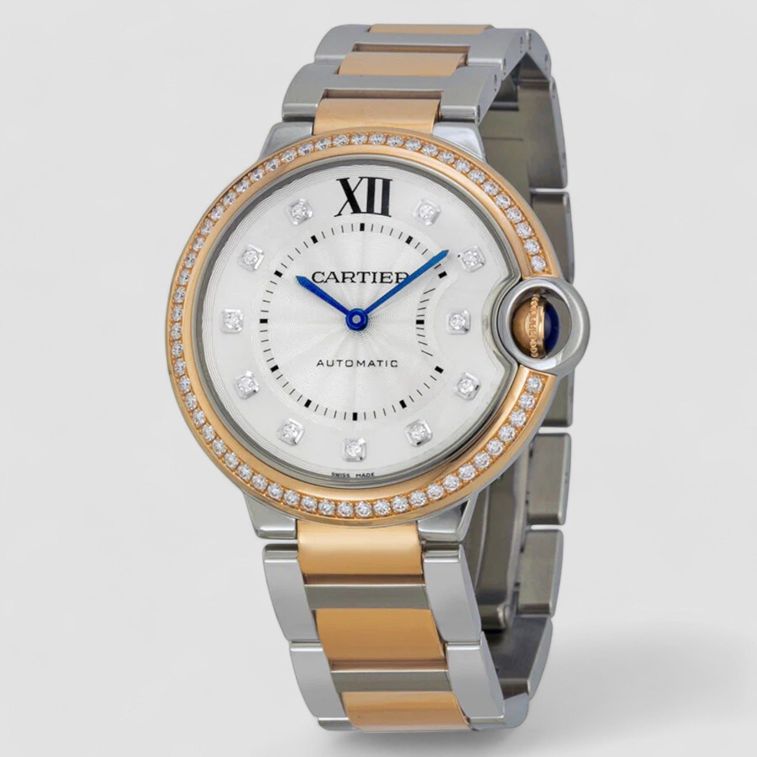 Ballon Bleu Silver Diamond Dial Steel and Rose Gold Ladies Watch