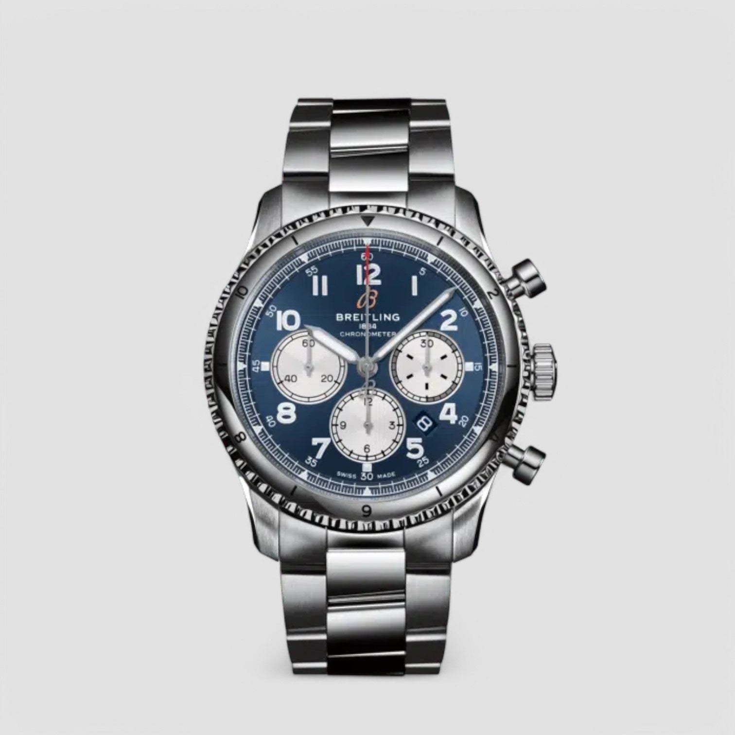 Aviator 8 B01 Chronograph 43 Stainless Steel Blue Dial