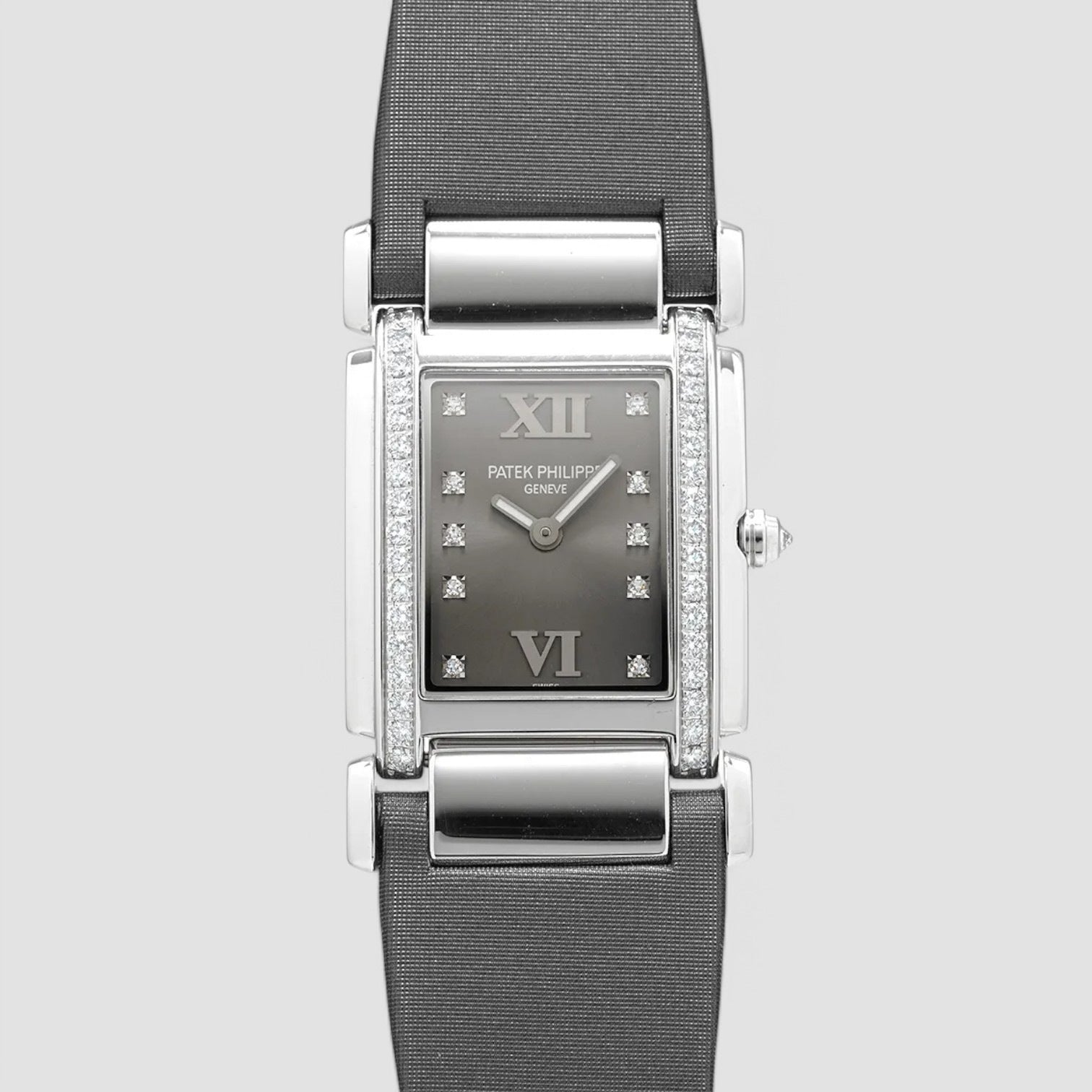 Twenty~4 Ladies Medium 32 x 30mm Grey Diamond Roman White Gold