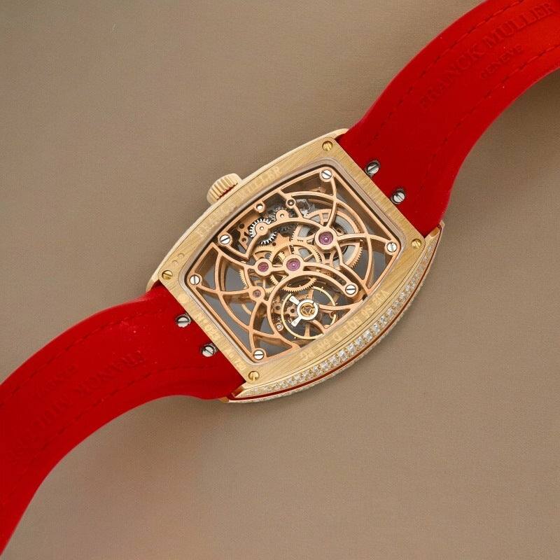 Vanguard 32MM pink gold and diamond-set skeleton