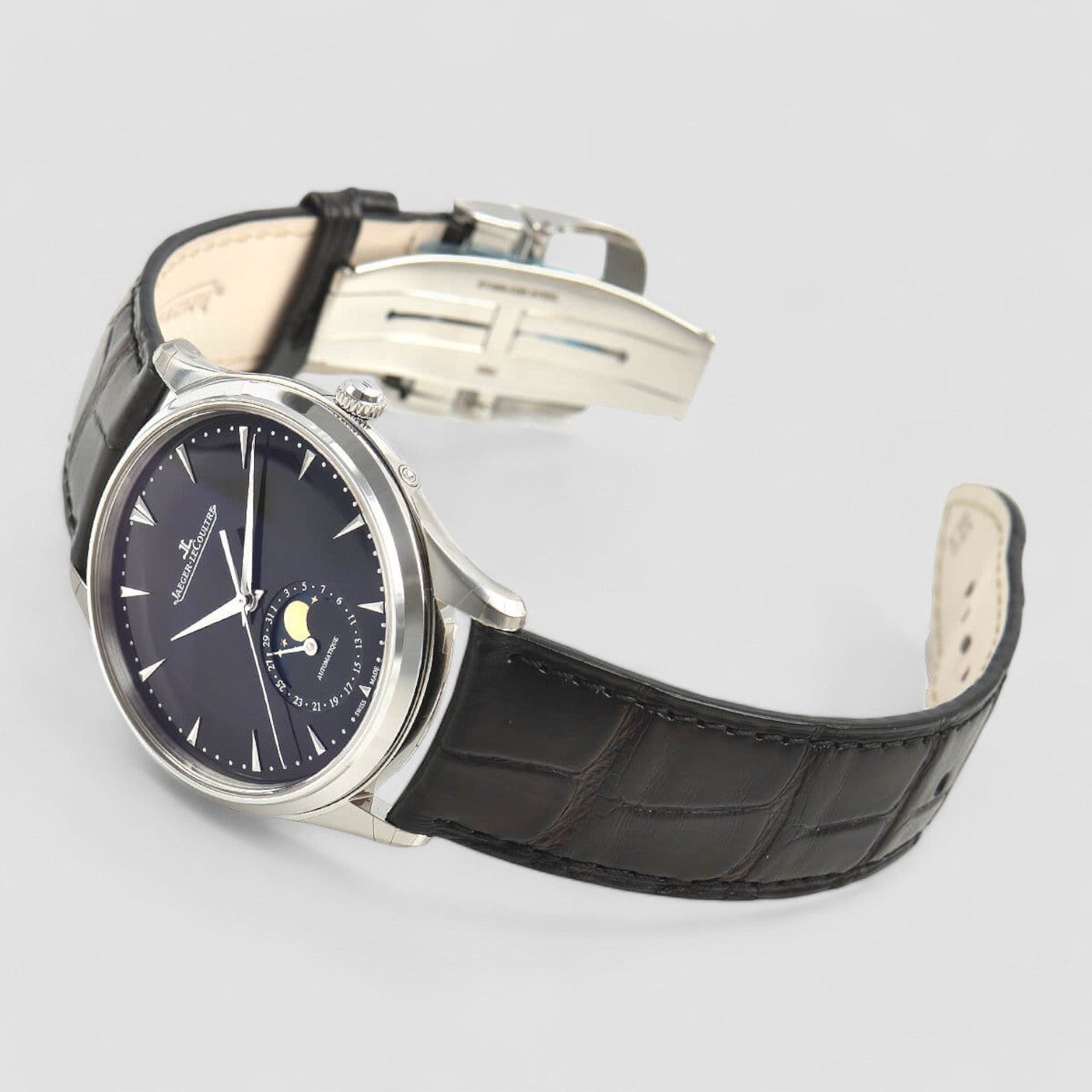 Master Ultra Thin Moon Stainless Steel Black/Leather Ø39 mm