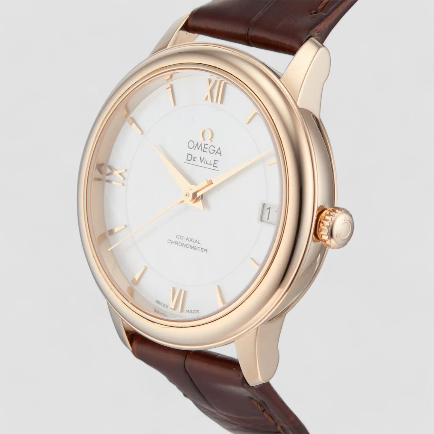 De Ville Prestige Co-Axial 32.7 mm Automatic White Dial Red Gold Ladies Watch