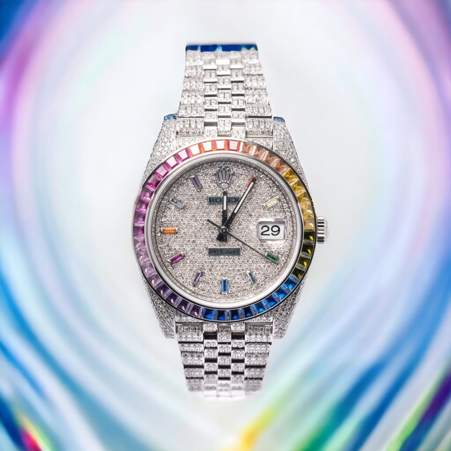 Rolex rainbow iced discount out