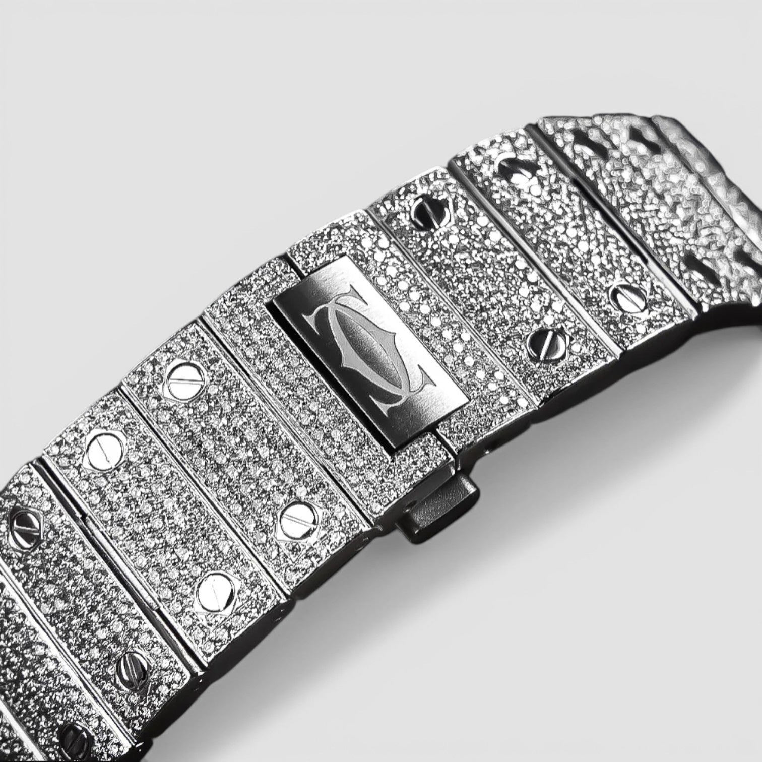 Santos Large 39.8 × 40mm – Custom Diamond-Set – Blue Dial