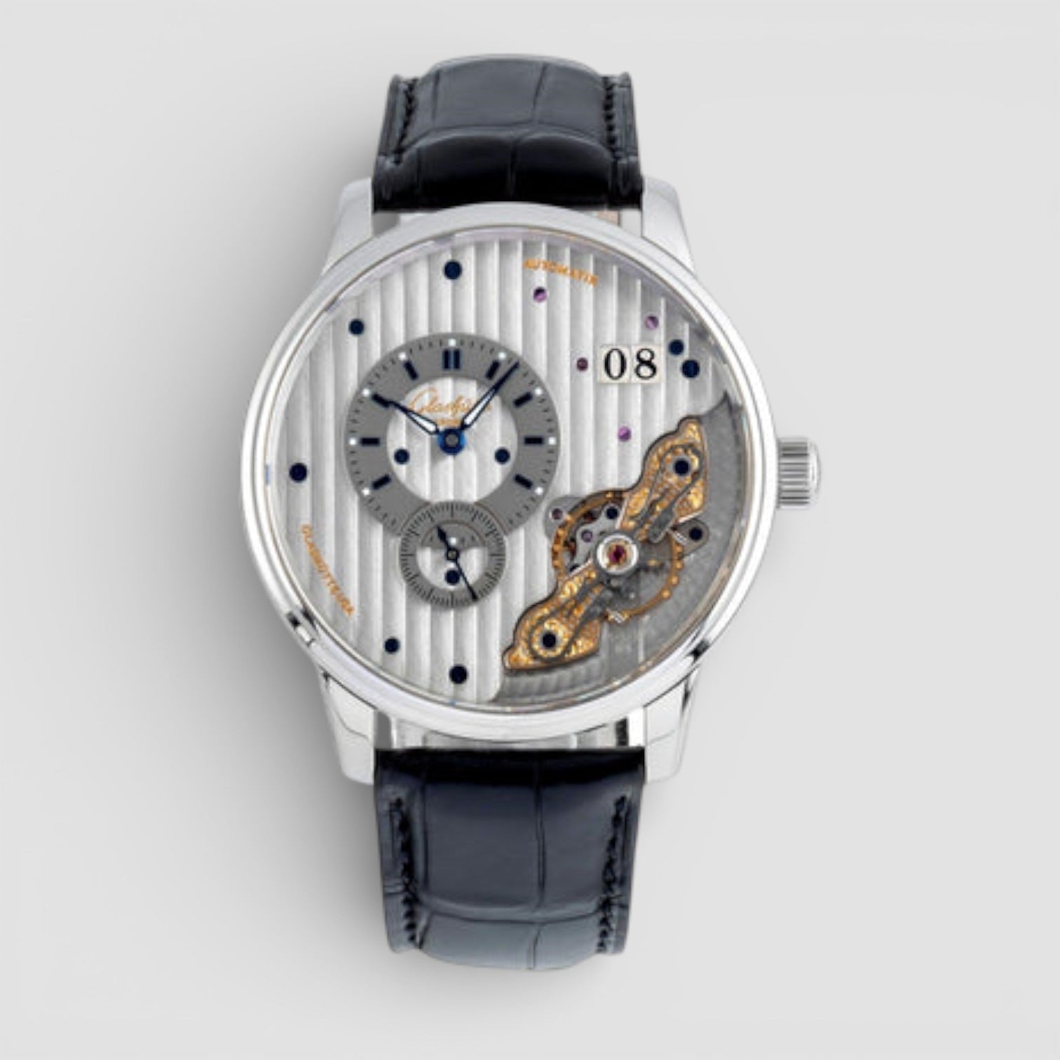 PanoMaticInverse PanoAutomatic Silver Galvanised Rhodium Dial Stainless Steel
