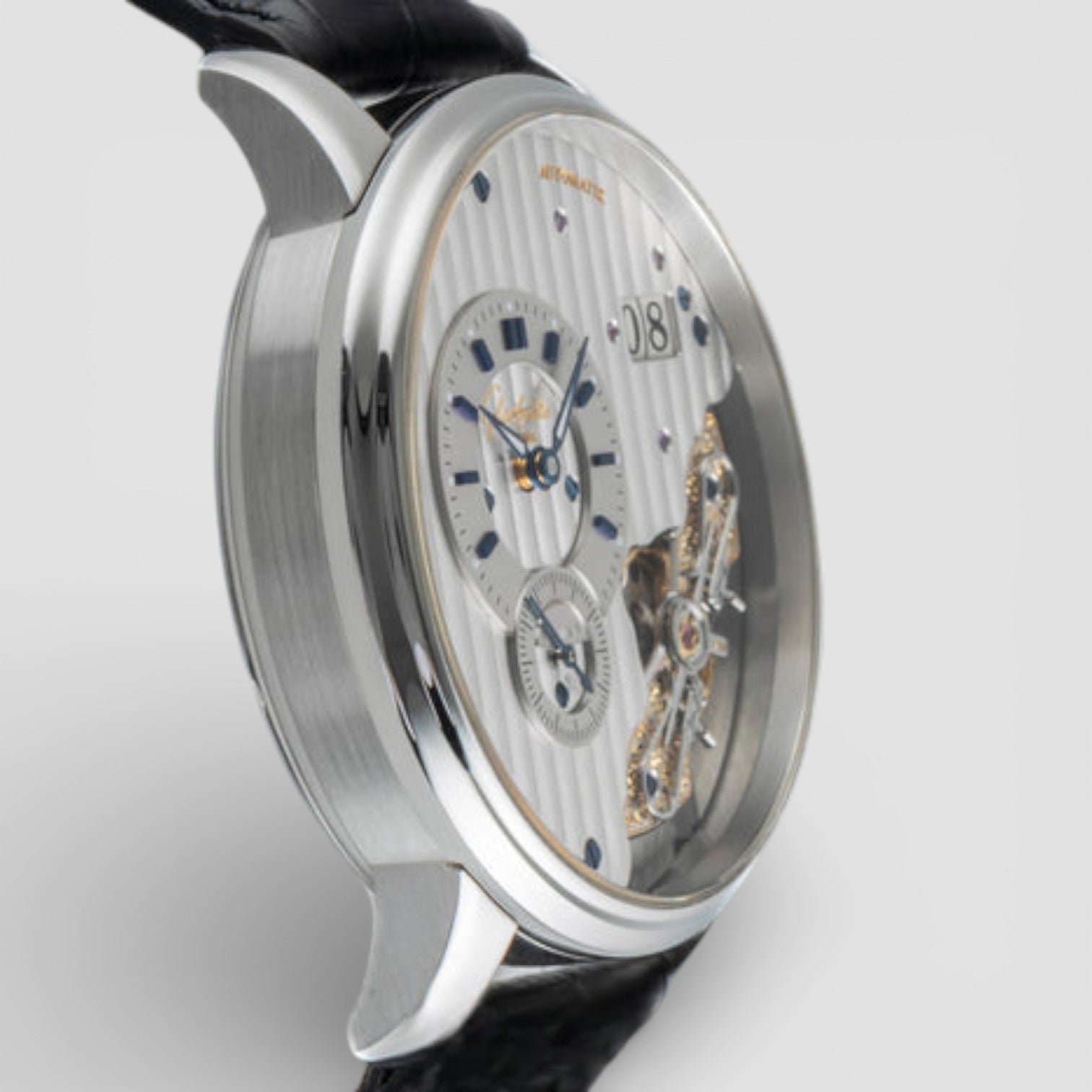 PanoMaticInverse PanoAutomatic Silver Galvanised Rhodium Dial Stainless Steel