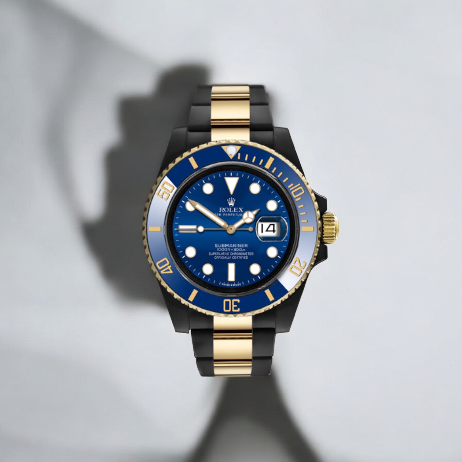 Submariner Date 41 mm Black Rolex DLC-PVD Two-Tone 18k Yellow Gold and Black Pvd