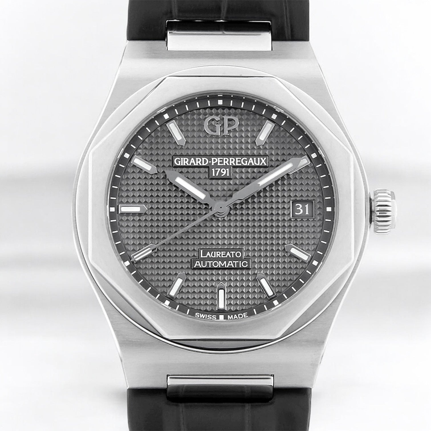 Laureato 42 Automatic Stainless Steel / Grey / Alligator