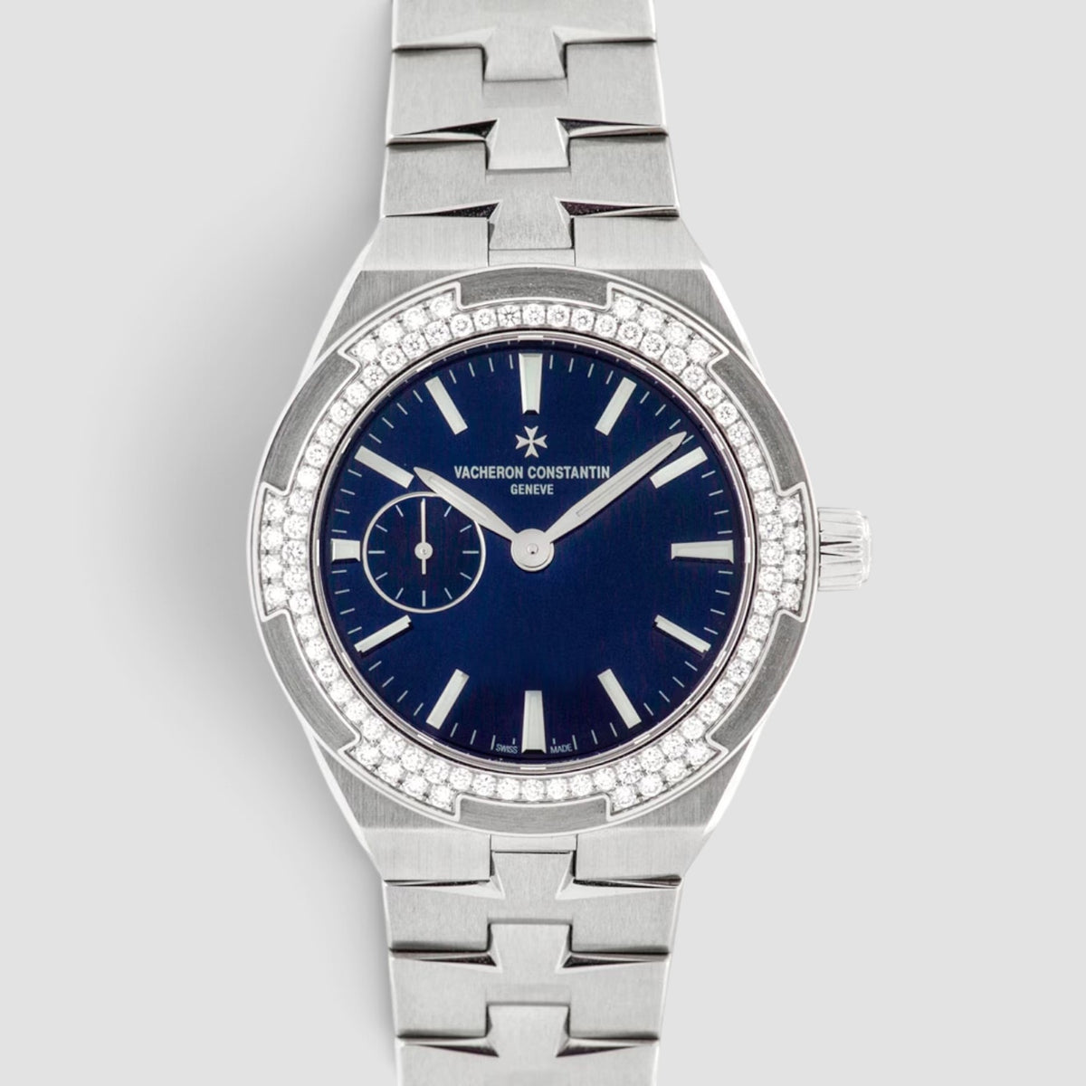 Overseas 37mm Blue Lacquered Dial Diamond Bezel Stainless Steel