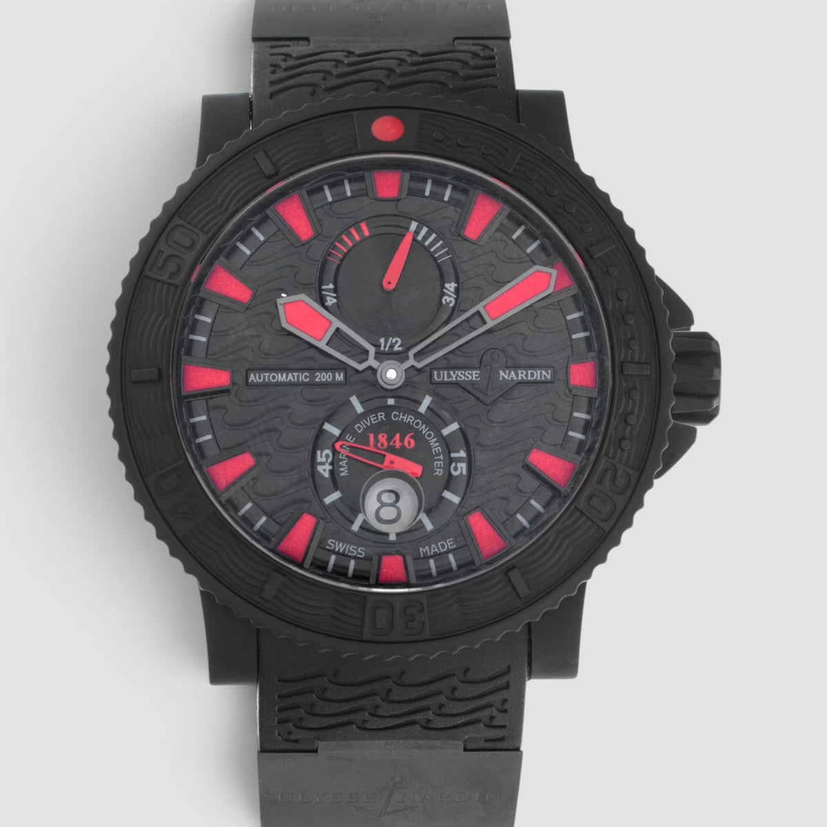 Diver Black Sea 45mm Black Rubber-Coated Steel