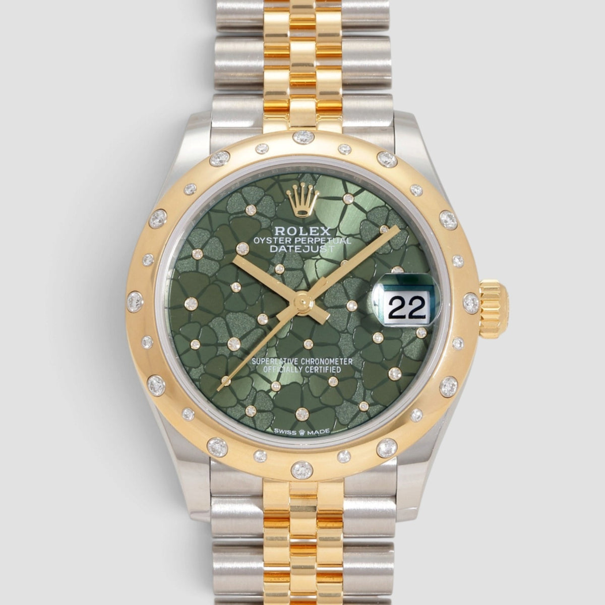 Datejust 31 Olive Green Floral Motif Diamond Dial Jubilee