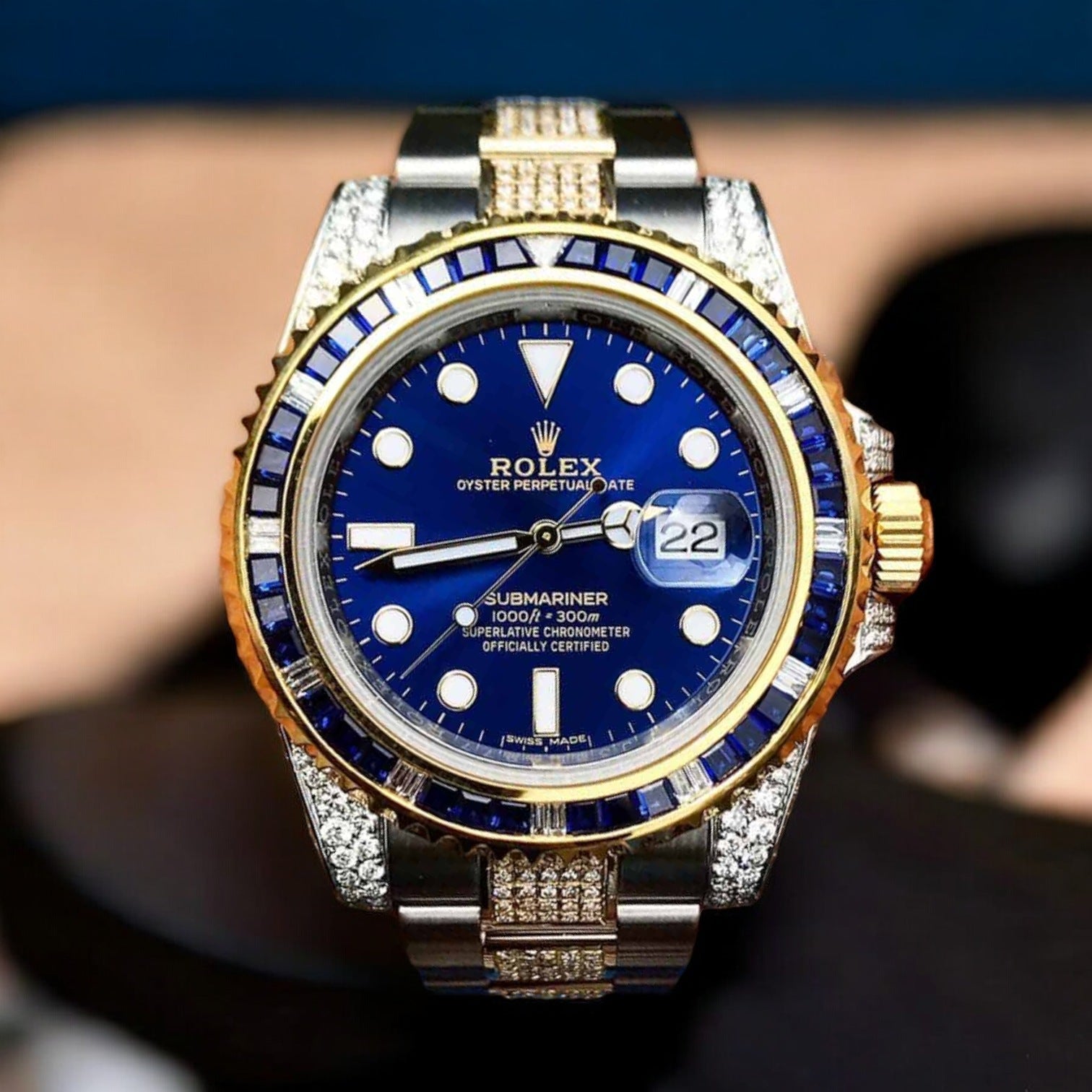 Submariner Date – Oyster – Royal Blue Dial – Custom Diamond-Set - Iced out